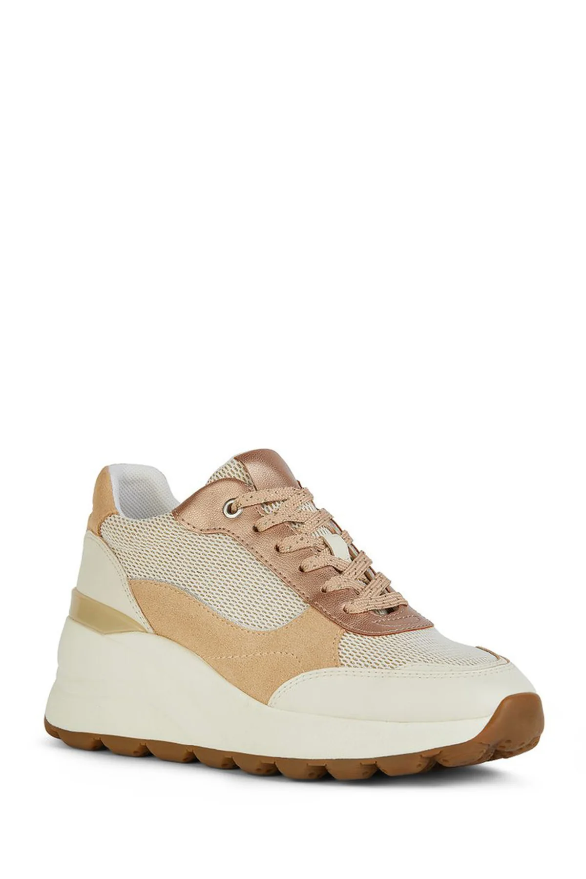Geox Kadın Bej Spherica Ec13 Kalın Tabanlı Bağcıklı Deri Sneaker - Image 3