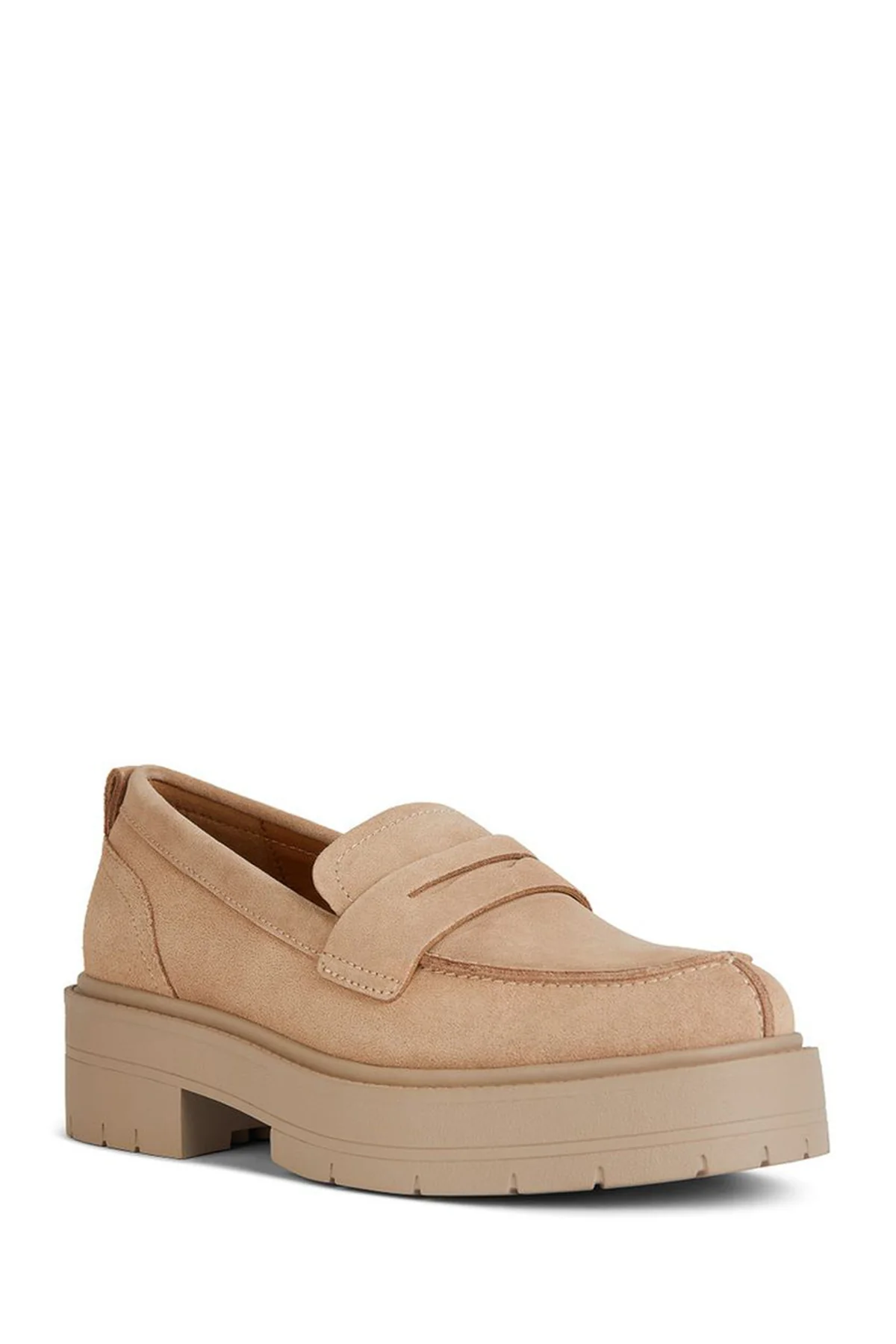 Geox Kadın Bej Spherica Ec7 Süet Deri Maskülen Loafer - Image 3