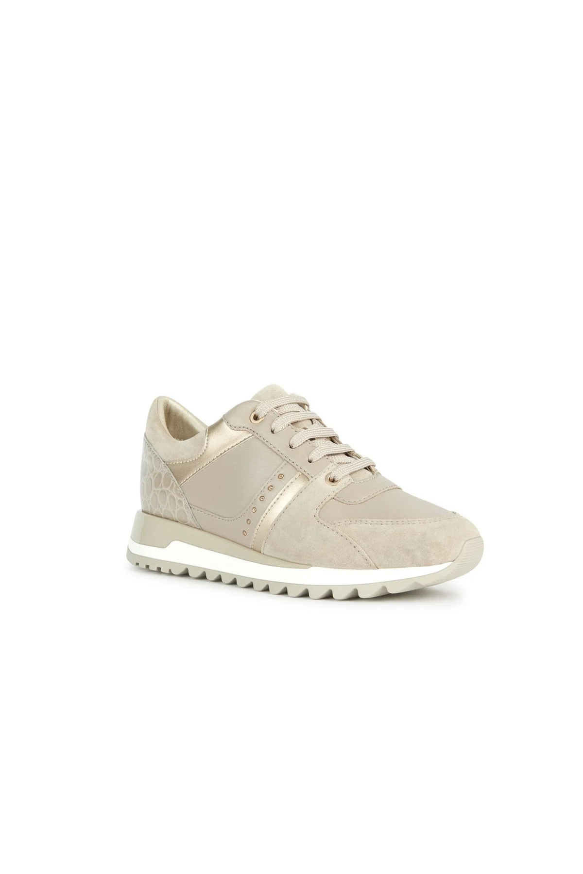 Geox Kadın Bej Tabelya Deri Kalın Topuklu Bağcıklı Sneaker - Image 3