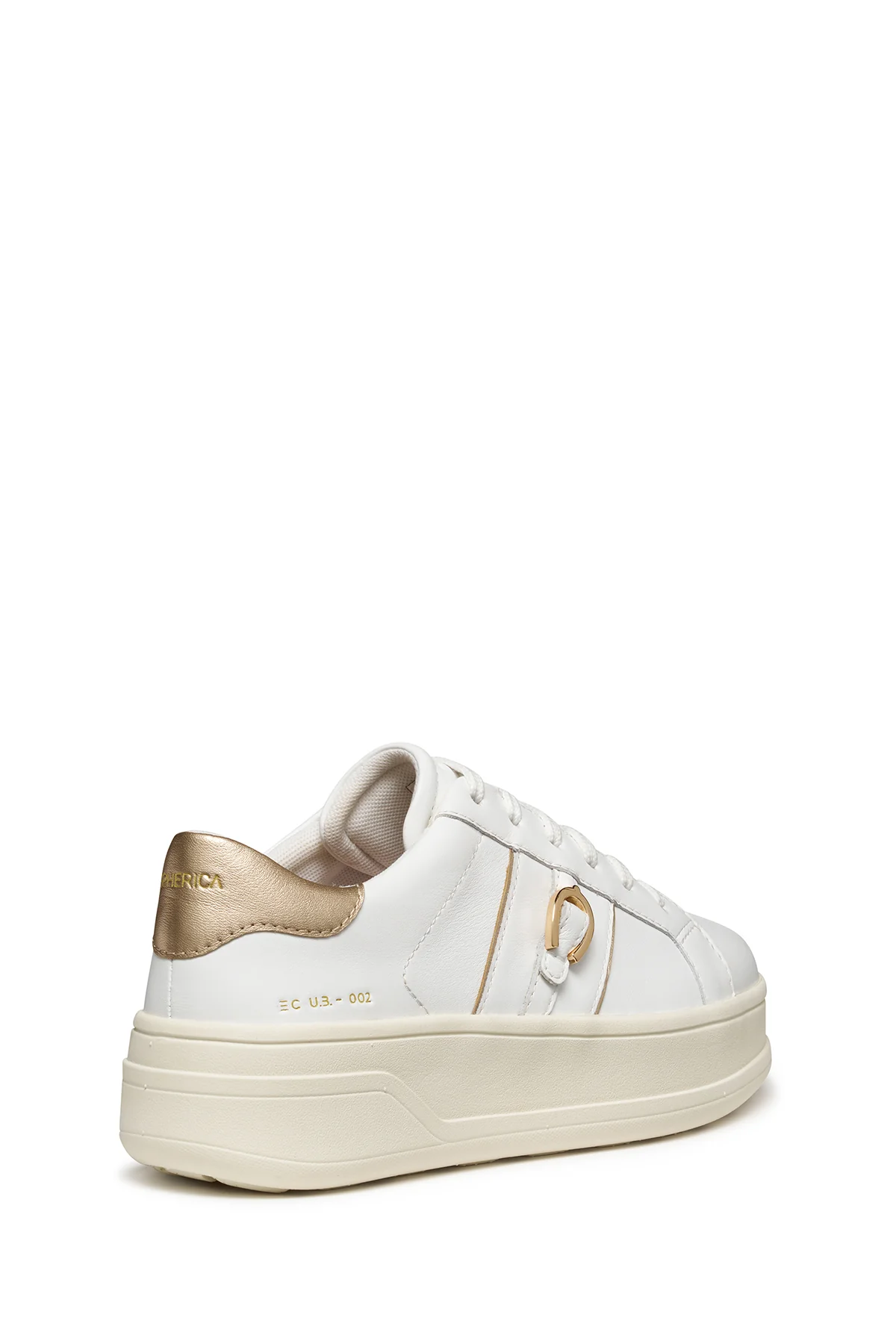 Geox Kadın Beyaz D Spherıca Ecub-2 B - Nappa+Me Bağcıklı Kalın Tabanlı Deri Sneaker - Image 4