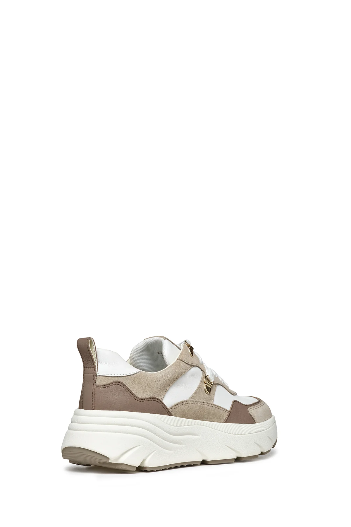 Geox Kadın Beyaz Diamanta Bağcıklı Kalın Tabanlı Süet Deri Spor Sneaker - Image 2
