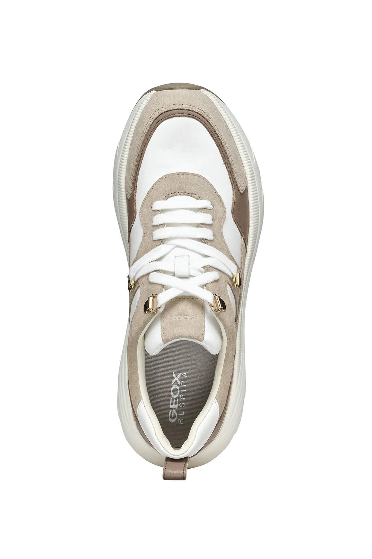 Geox Kadın Beyaz Diamanta Bağcıklı Kalın Tabanlı Süet Deri Spor Sneaker - Image 5