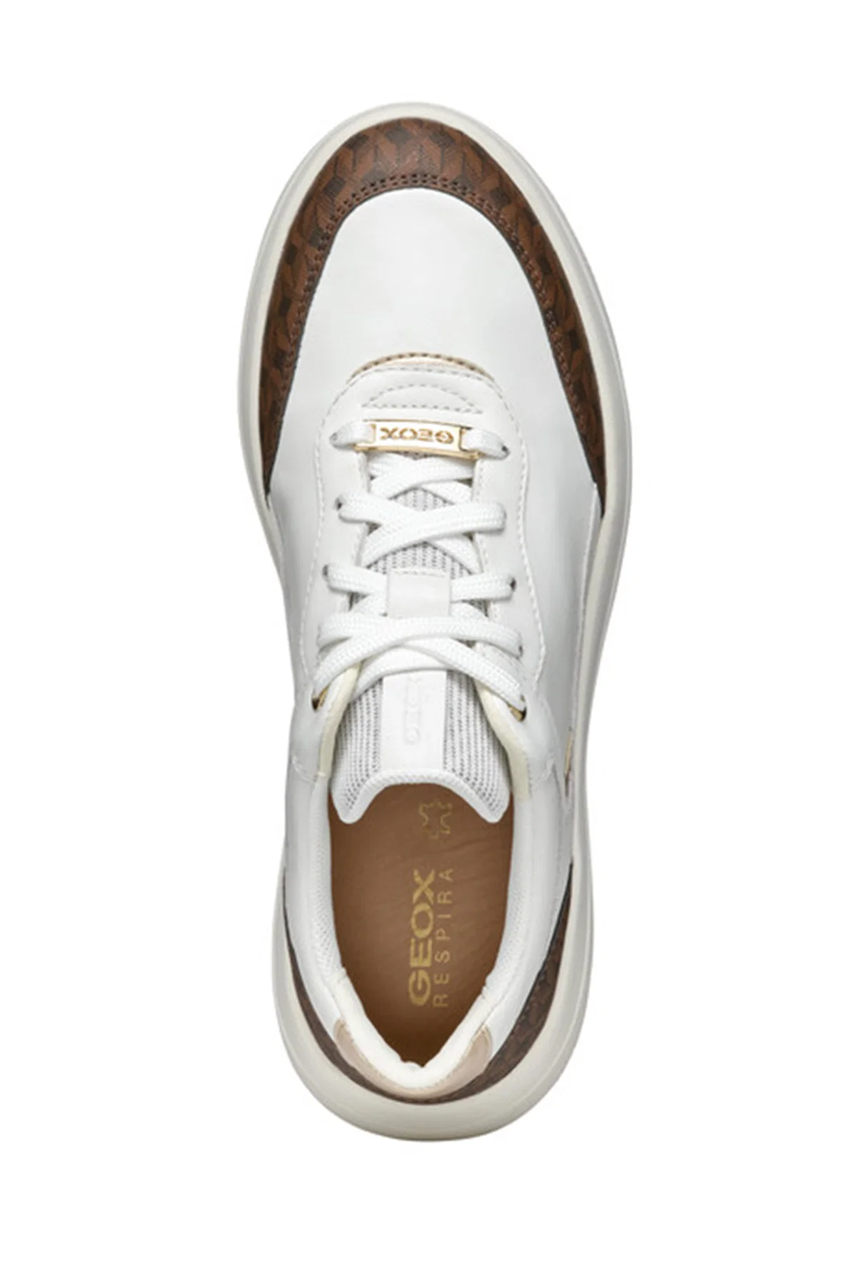 Geox Kadın Beyaz Kalın Tabanlı Bağcıklı Deri Sneaker - Image 5