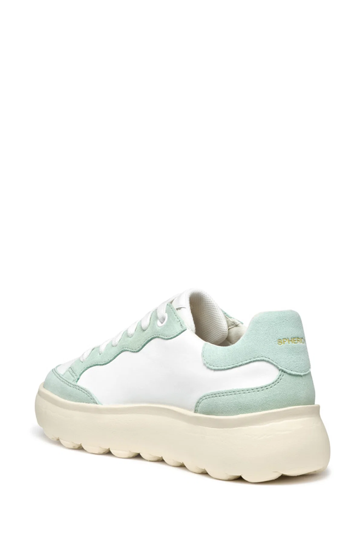 Geox Kadın Beyaz Spherica Ec4.1 Bağcıklı Kalın Tabanlı Deri Sneaker - Image 3