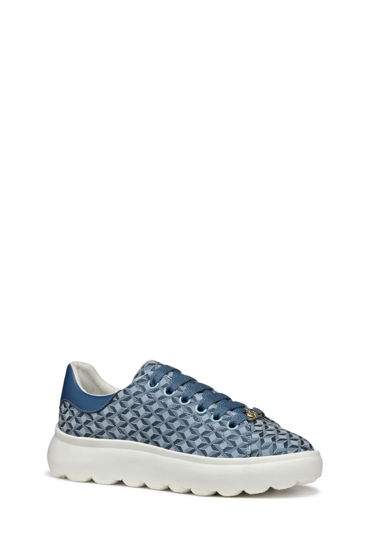 Geox Kadın Mavi D Spherica Ec4.D - Em. Tex + Sy Bağcıklı Desenli Kalın Tabanlı Sneaker - Image 2