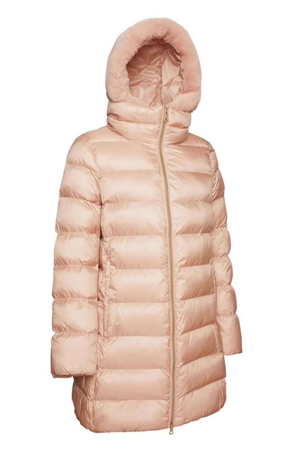 Geox Kadın Pembe Desya Çift Yakalı Kapüşonlu Kürklü Kaban - Image 2
