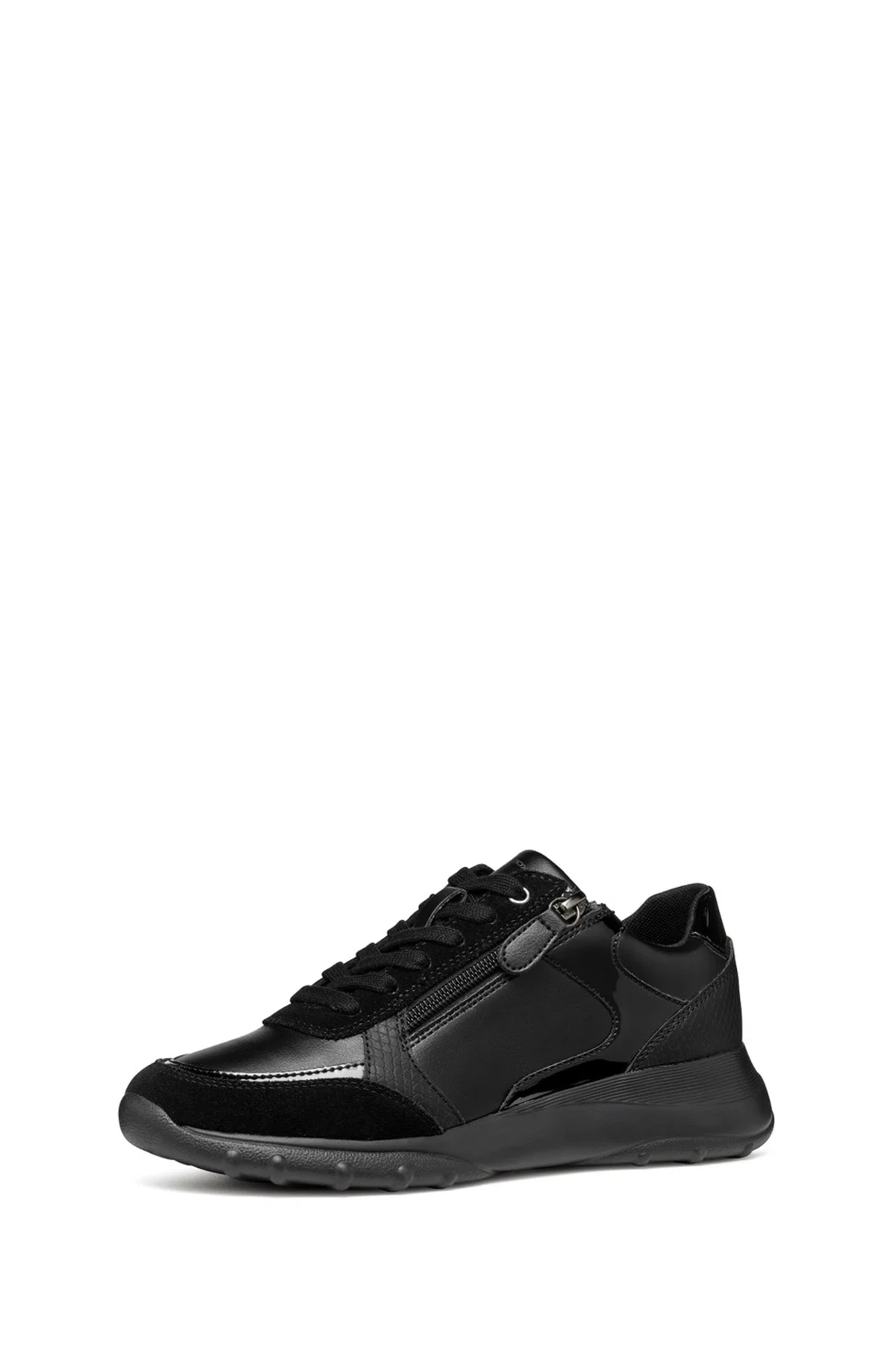 Geox Kadın Siyah Bağcıklı Kalın Tabanlı Deri Sneaker - Image 4