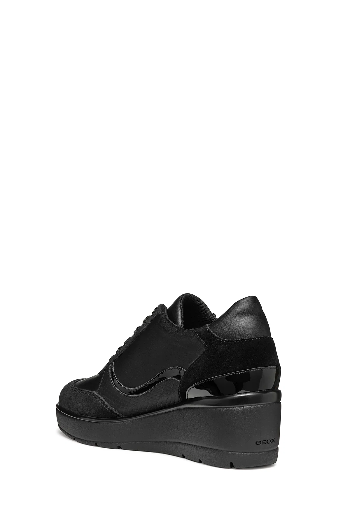 Geox Kadın Siyah D Ilde Bağcıklı Dolgu Topuklu Sneaker - Image 4