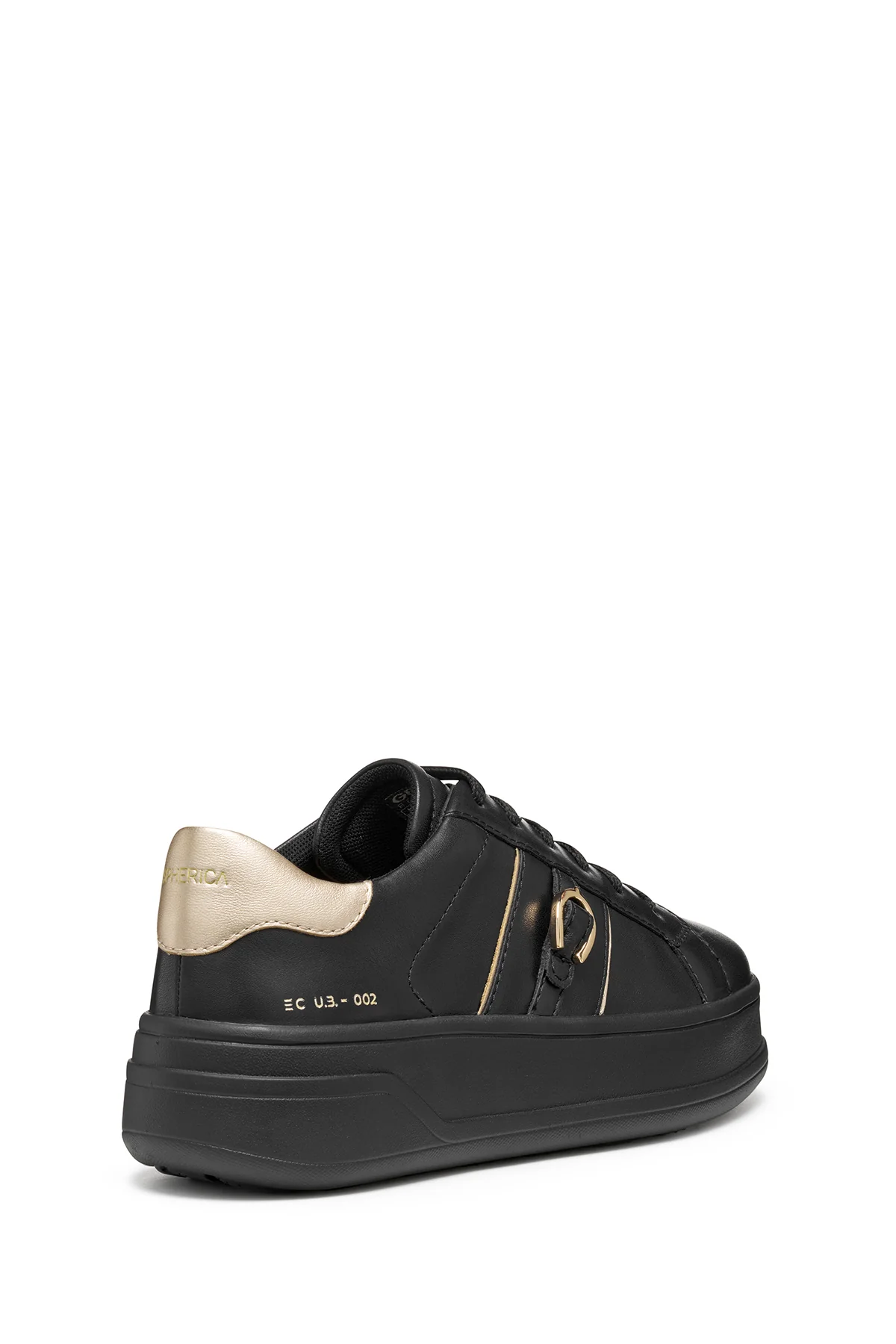 Geox Kadın Siyah D Spherıca Ecub-2 B - Nappa+Me Bağcıklı Kalın Tabanlı Deri Sneaker - Image 4