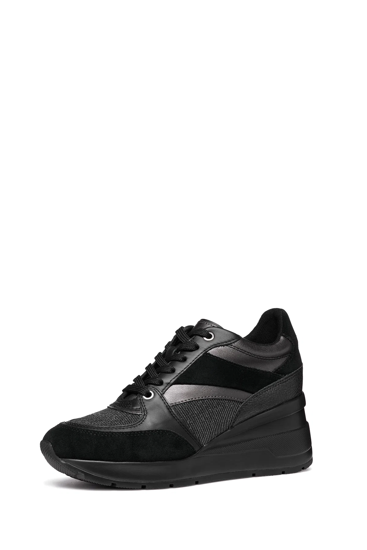 Geox Kadın Siyah D Zosma Bağcıklı Dolgu Topuklu Deri Sneaker - Image 2