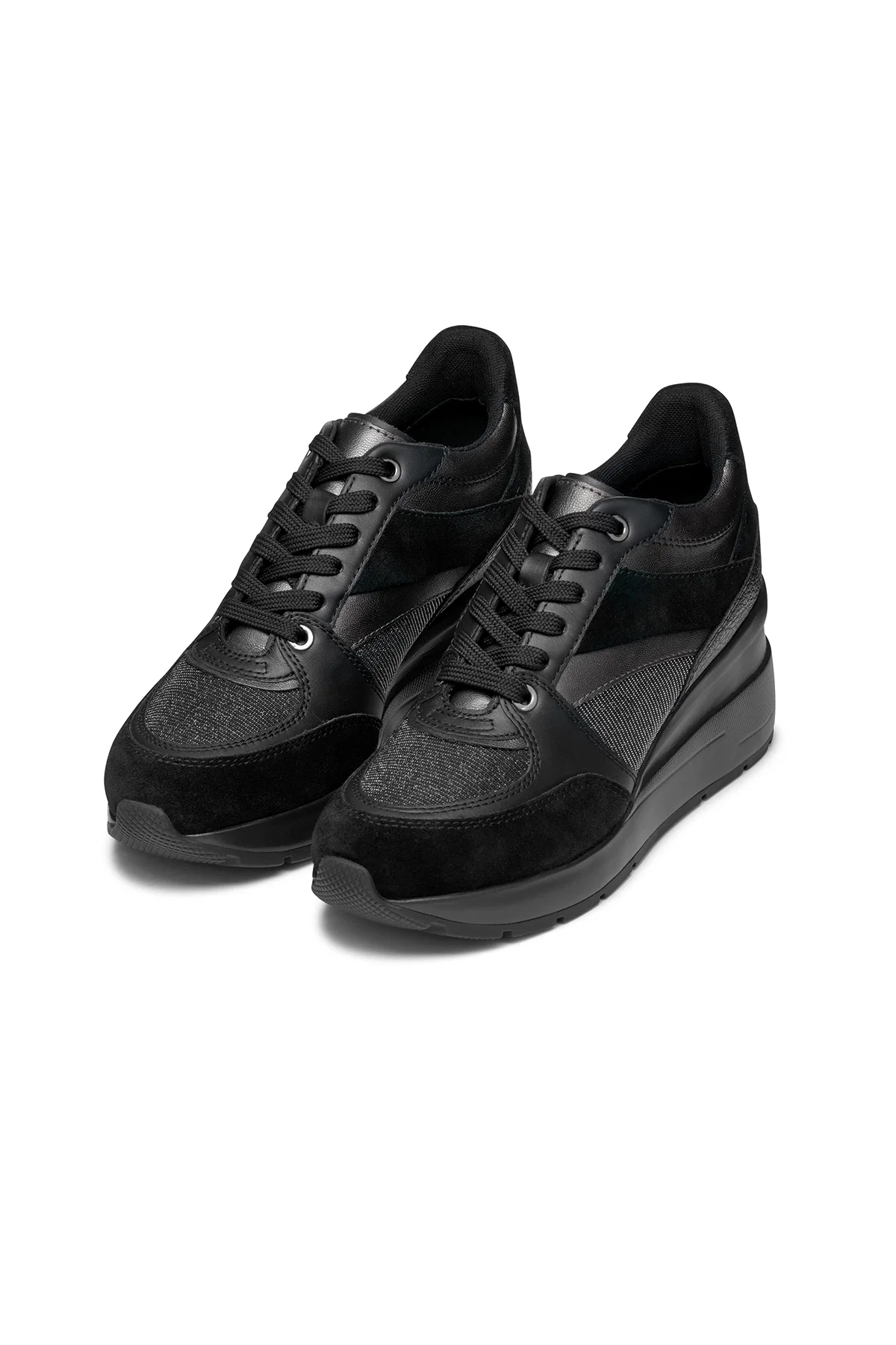 Geox Kadın Siyah D Zosma Bağcıklı Dolgu Topuklu Deri Sneaker - Image 3