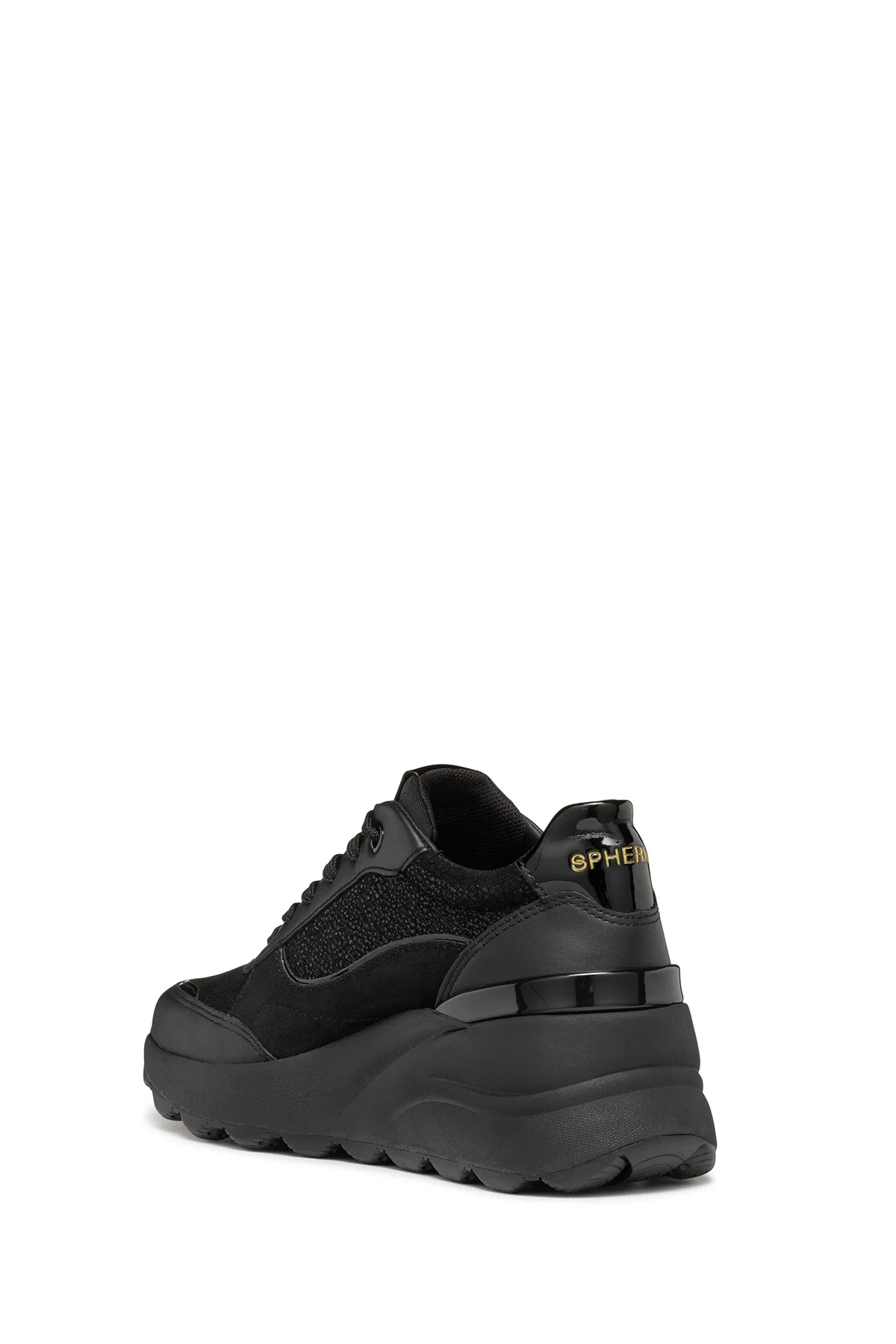 Geox Kadın Siyah Spherica Ec13 Bağcıklı Kalın Taban Deri Sneaker - Image 4