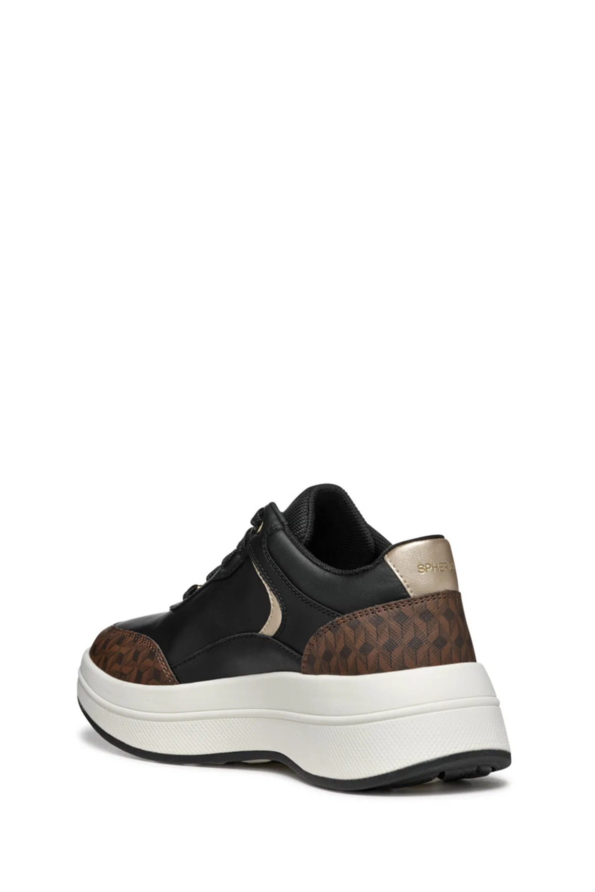 Geox Kadın Siyah Spherica Ecub-3 Bağcıklı Kalın Tabanlı Deri Sneaker - Image 3