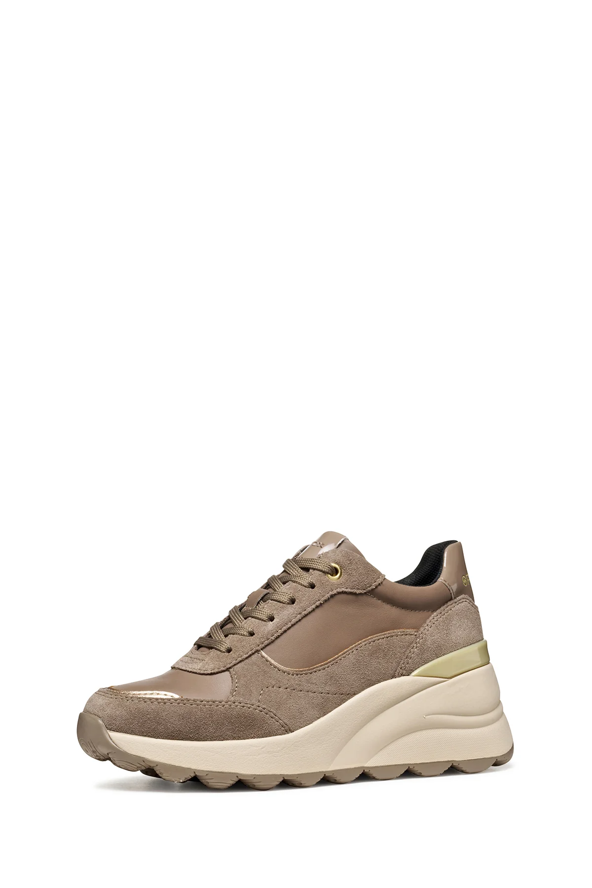 Geox Kadın Vizon D Spherıca Ec13 A - Nappa+Sued Bağcıklı Dolgu Topuklu Deri Spor Sneaker - Image 2