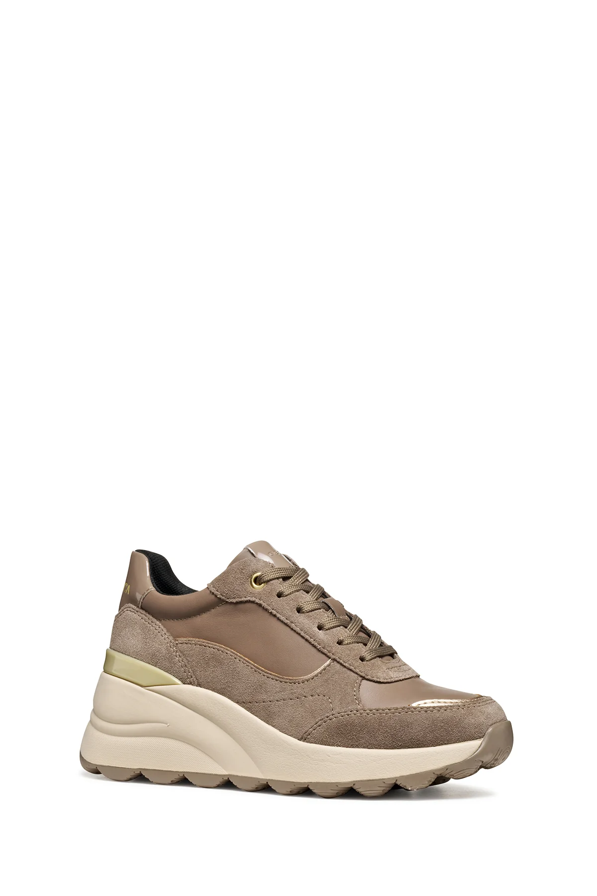 Geox Kadın Vizon D Spherıca Ec13 A - Nappa+Sued Bağcıklı Dolgu Topuklu Deri Spor Sneaker - Image 3