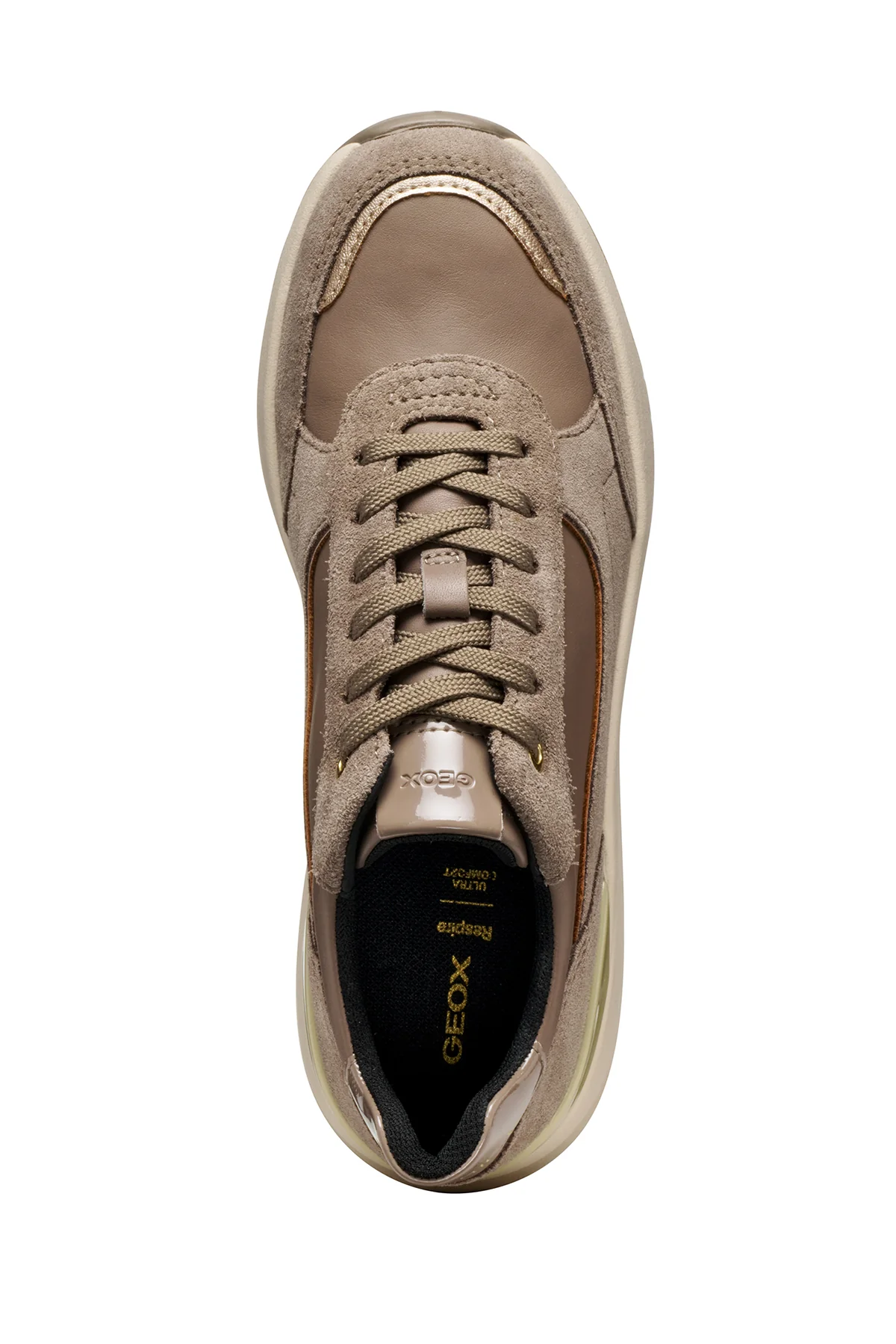 Geox Kadın Vizon D Spherıca Ec13 A - Nappa+Sued Bağcıklı Dolgu Topuklu Deri Spor Sneaker - Image 6