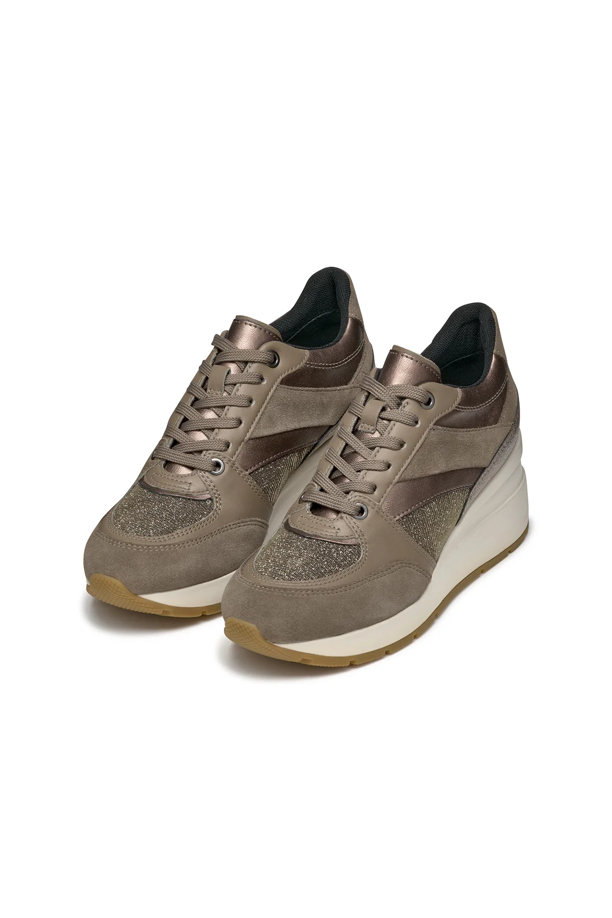 Geox Kadın Vizon Respira Bağcıklı Dolgu Topuklu Deri Sneaker - Image 3