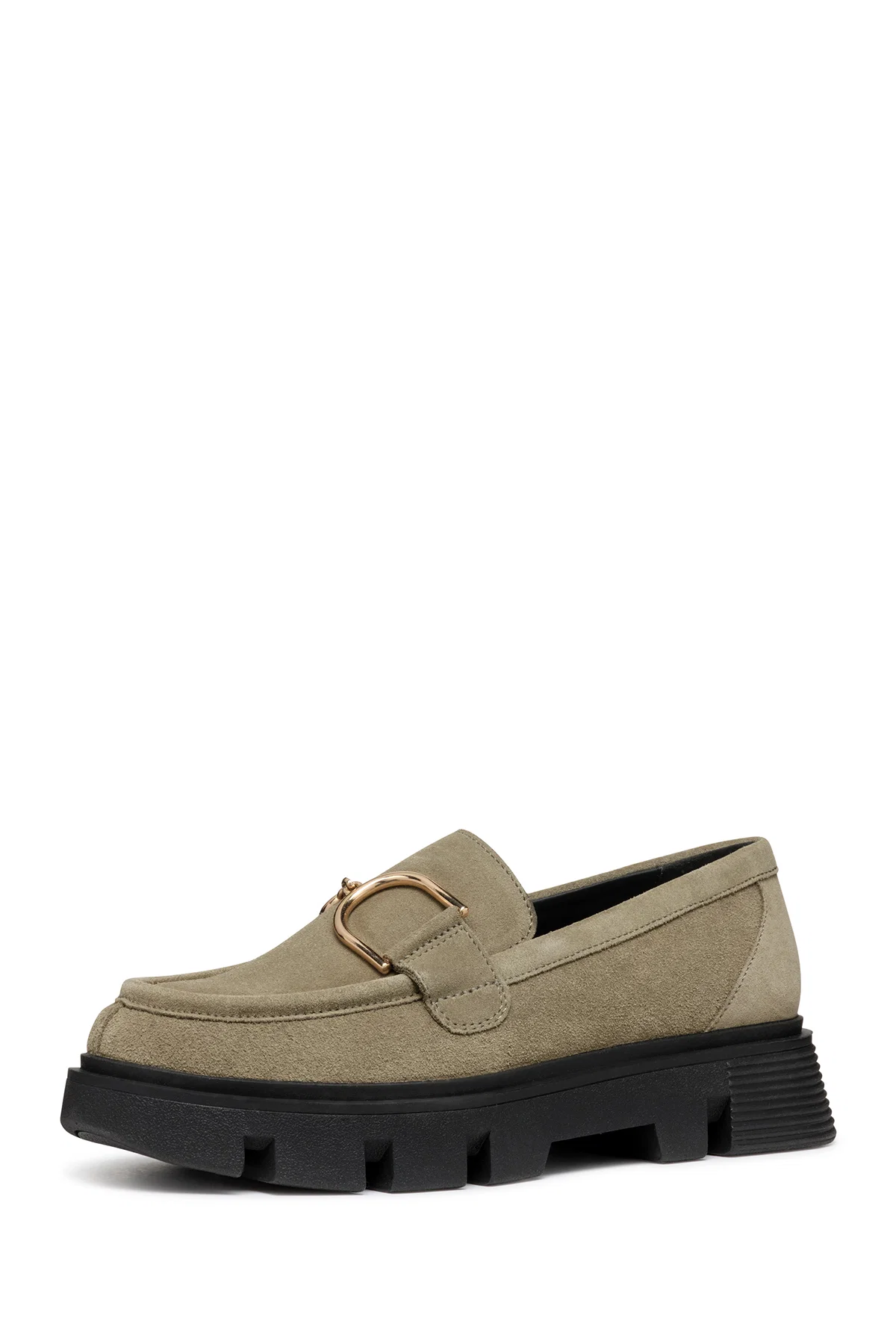 Geox Kadın Vizon Vilde Toka Detaylı Süet Deri Maskülen Loafer - Image 2