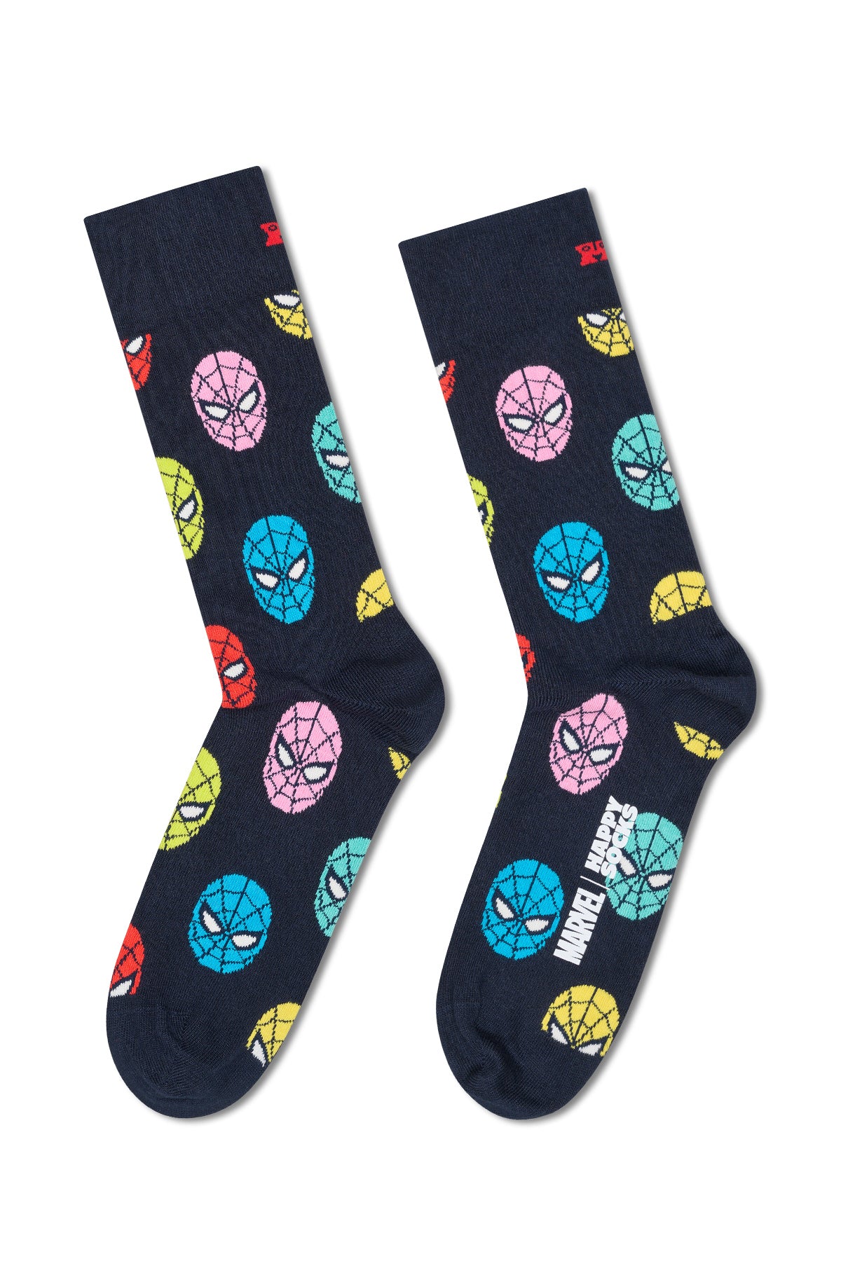 Happy Socks Erkek Çok Renkli Spıder-Man Desenli Pamuklu 3’lü Çorap Seti - Image 4
