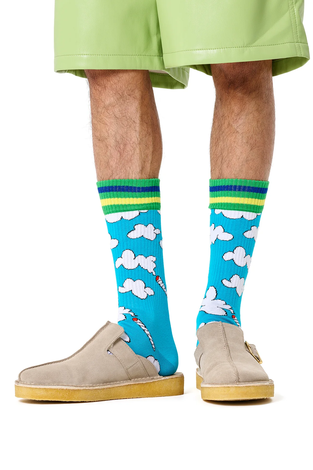 Happy Socks Erkek Mavi Bulut Desenli Pamuklu Çorap - Image 2
