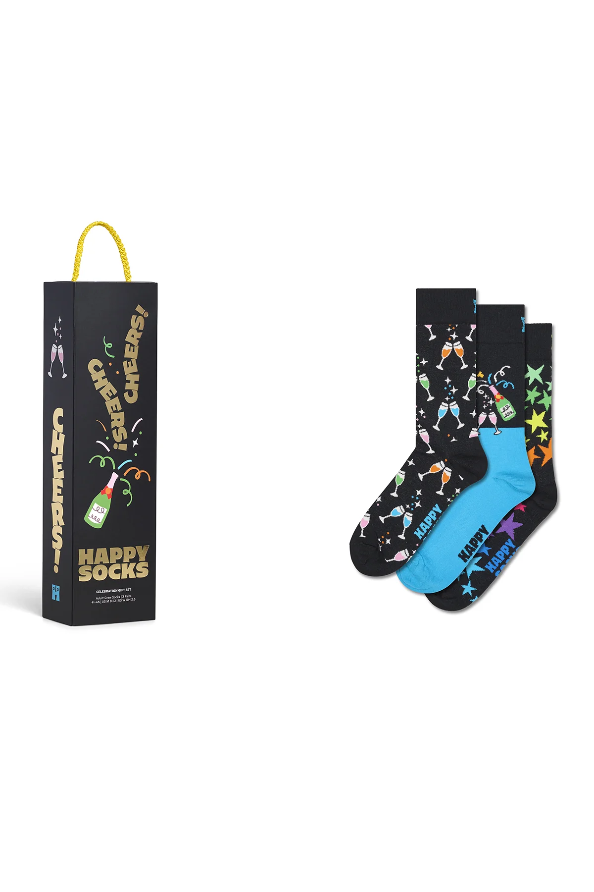 Happy Socks Erkek Siyah Kutlama Desenli 3’lü Pamuklu Çorap Seti - Image 8