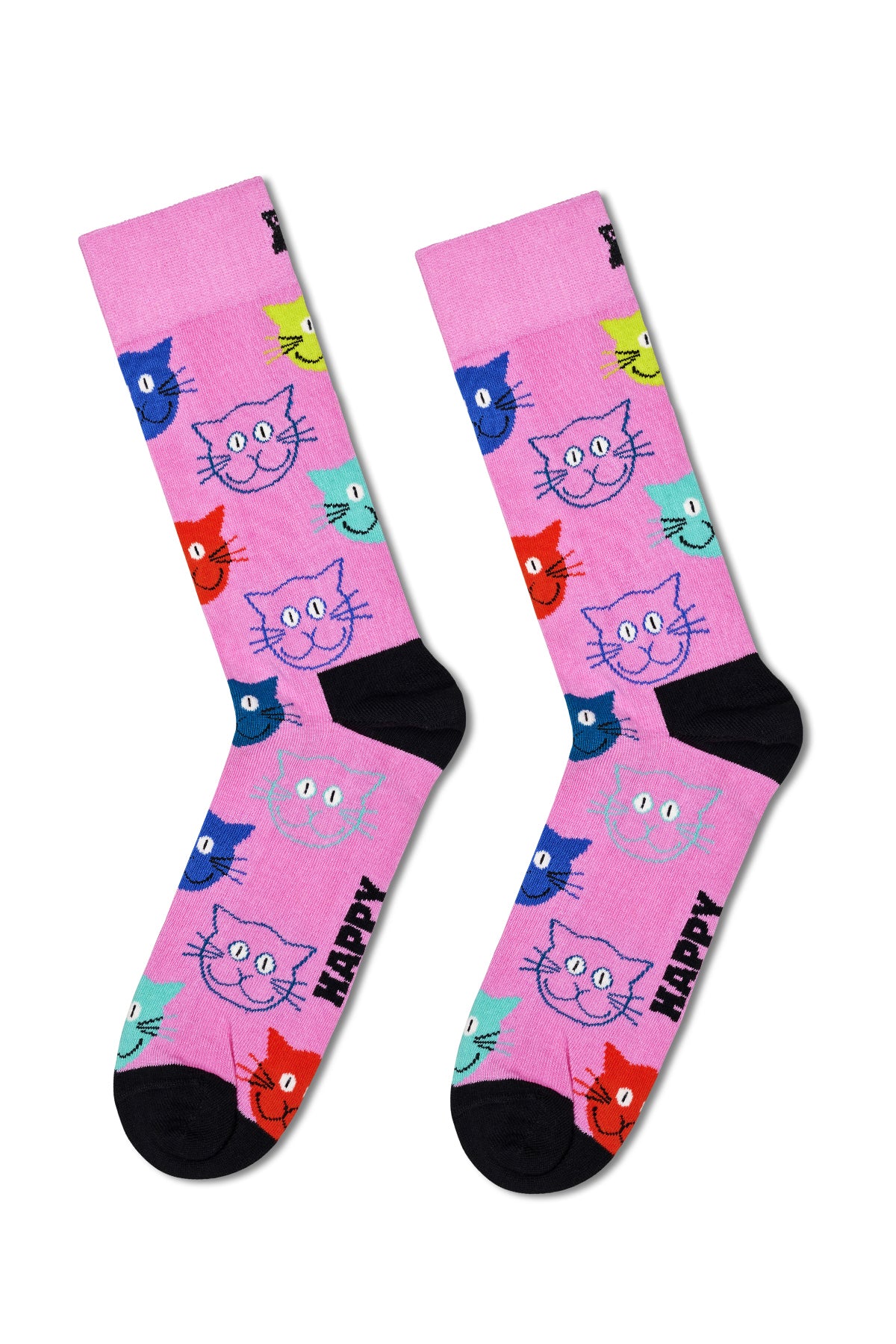 Happy Socks Kadın Çok Renkli Kedi Desenli Pamuklu 3’lü Çorap Seti - Image 3