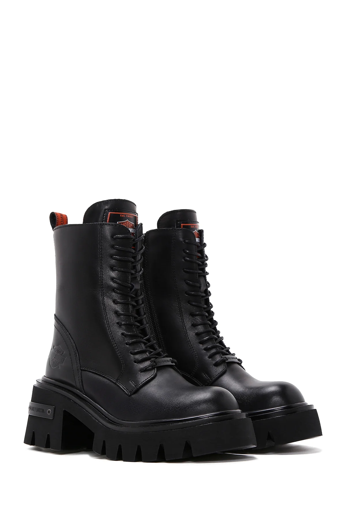 Harley Davidson Kadın Siyah Sarrah Deri Postal Bot - Image 4