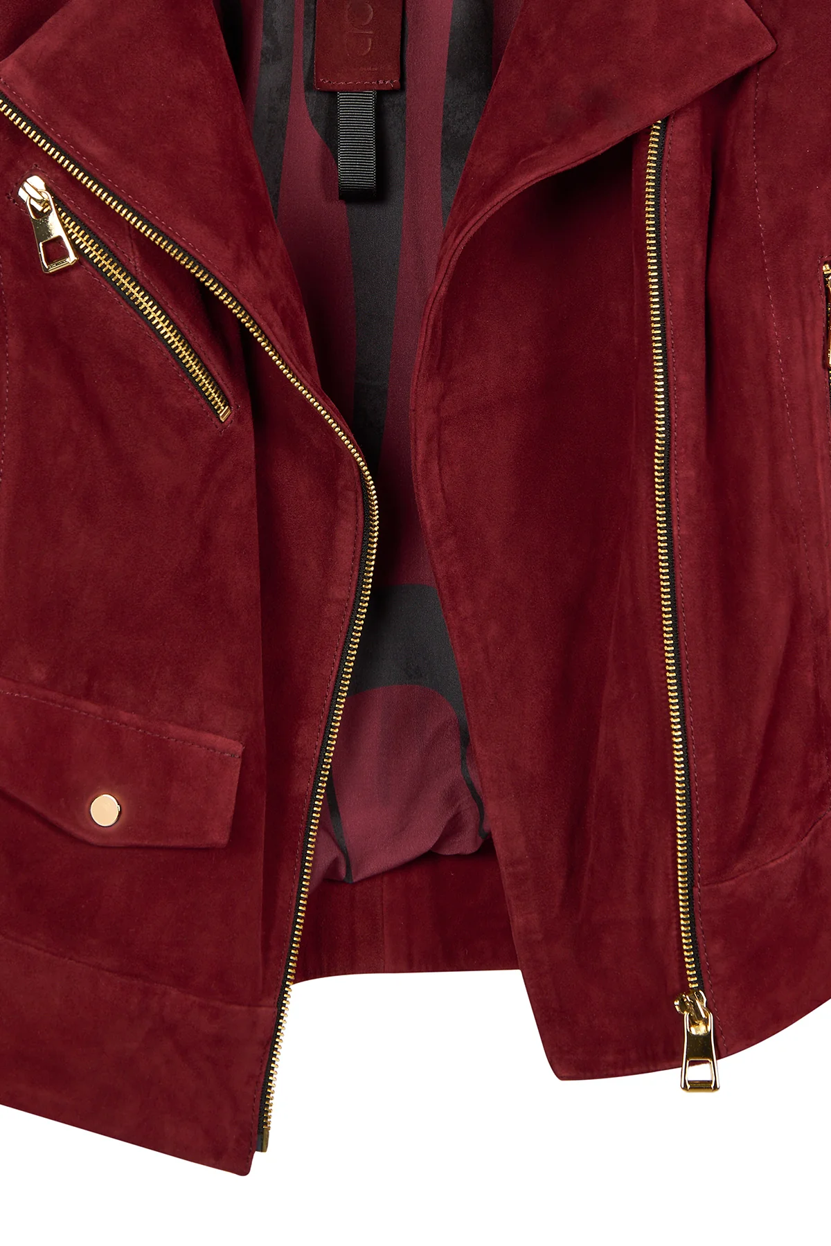 İbiza Kadın Bordo Biker Süet Deri Ceket - Image 5