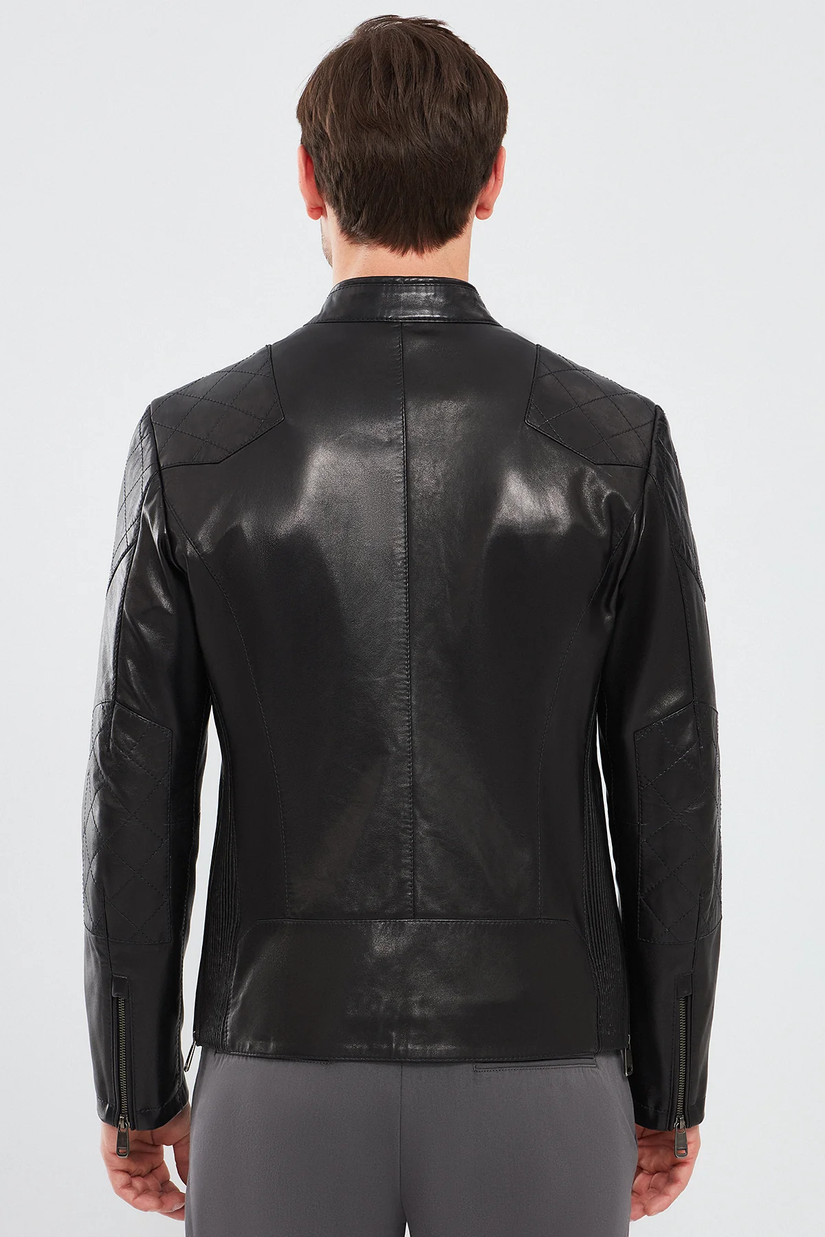 Jackson Erkek Siyah Slim-Fit Spor Deri Mont - Image 4