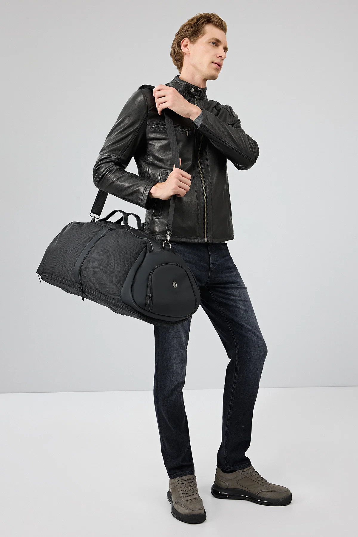 Jefferson Erkek Siyah Hakim Yaka Slim-Fit Deri Ceket - Image 10