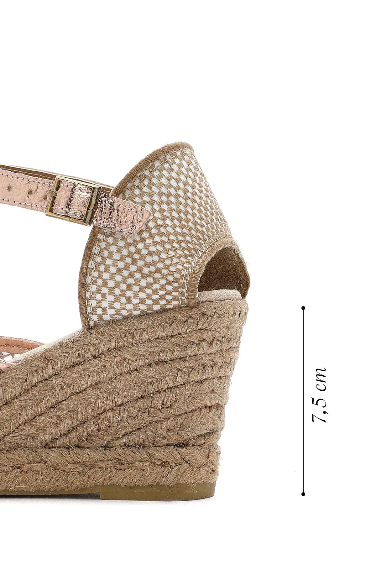 Kadın Altın Bilekten Tokalı Dolgu Topuklu Espadril Sandalet - Image 2