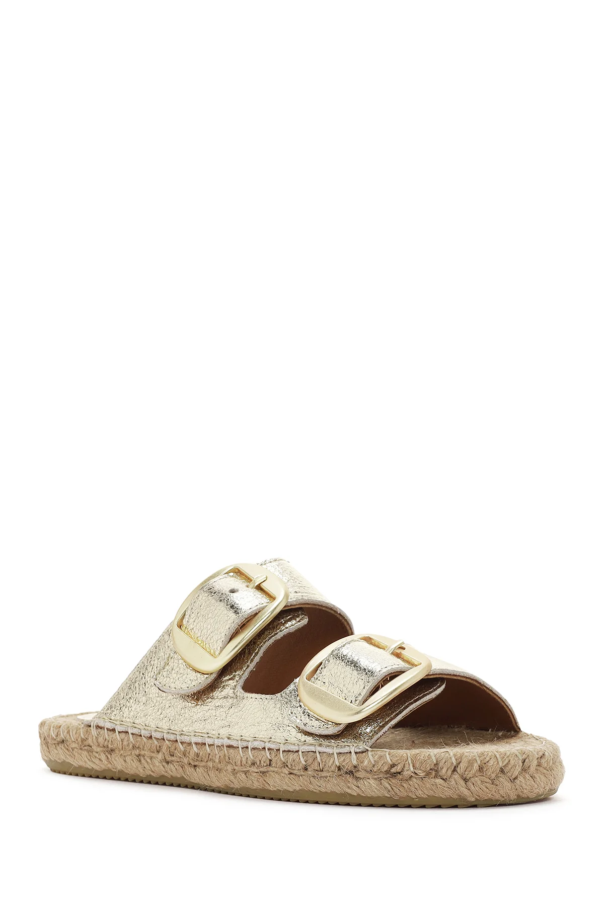 Kadın Altın Deri Espadril Terlik - Image 6