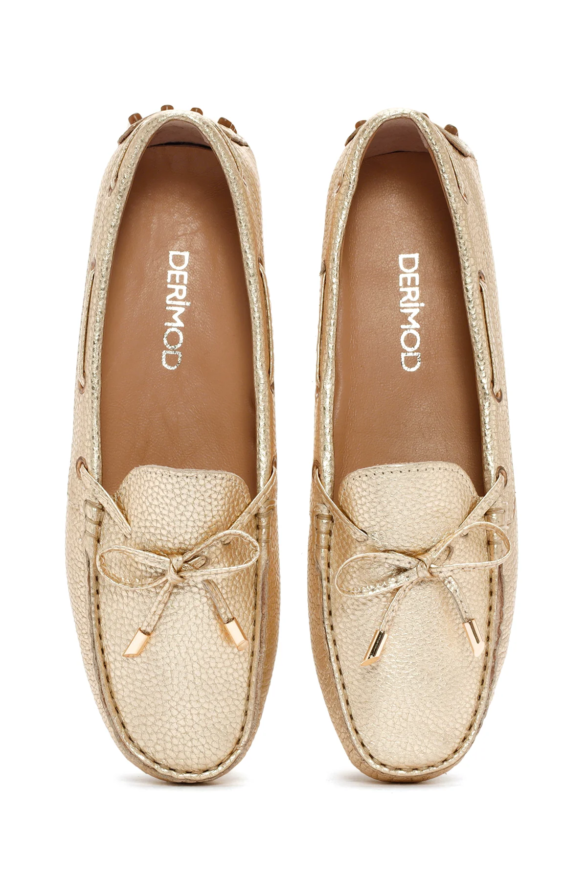 Kadın Altın Deri Loafer - Image 7