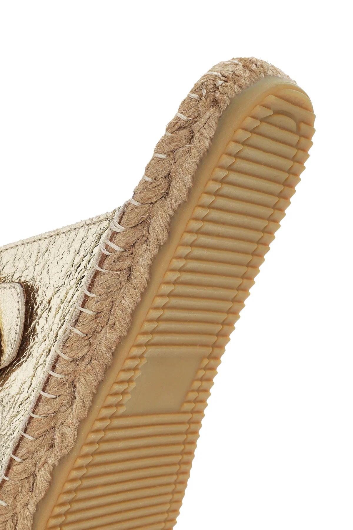 Kadın Altın Deri Metalik Espadril Terlik - Image 8