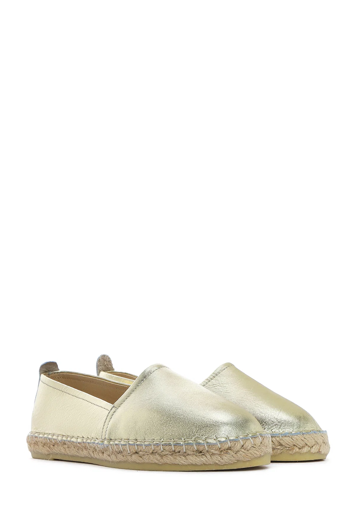 Kadın Altın Metalik Deri Espadril - Image 3