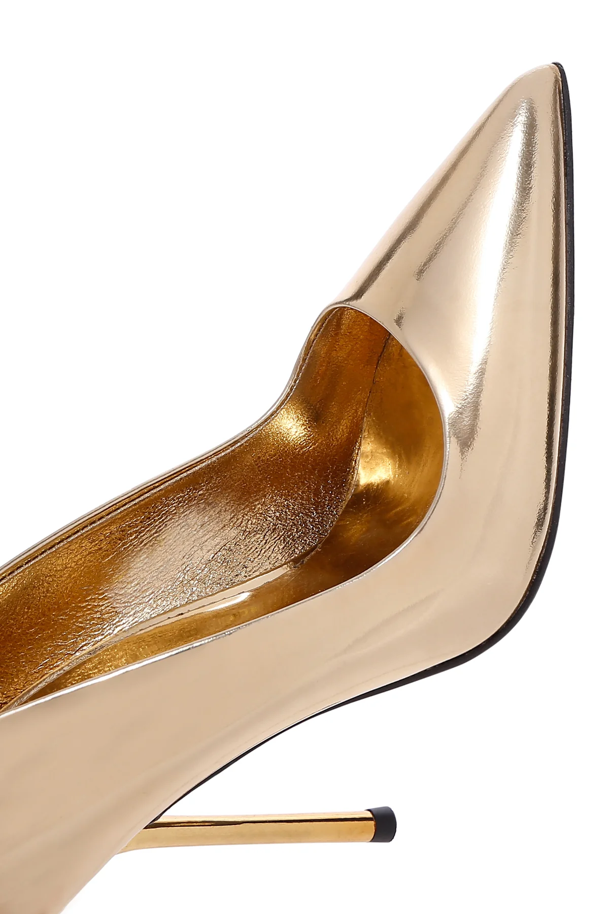 Kadın Altın Topuklu Rugan Deri Stiletto - Image 10