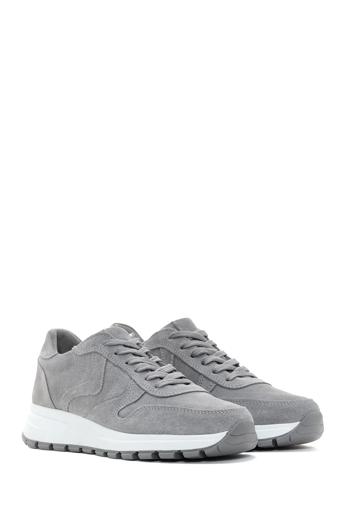 Kadın Antrasit Bağcıklı Süet Deri Sneaker - Image 3