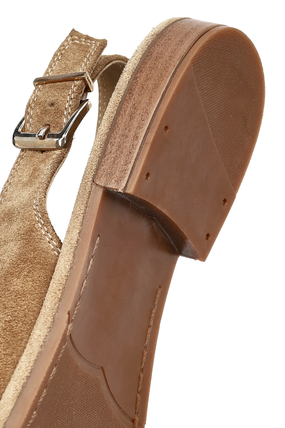 Kadın Bej Arkası Açık Süet Deri Loafer - Image 8