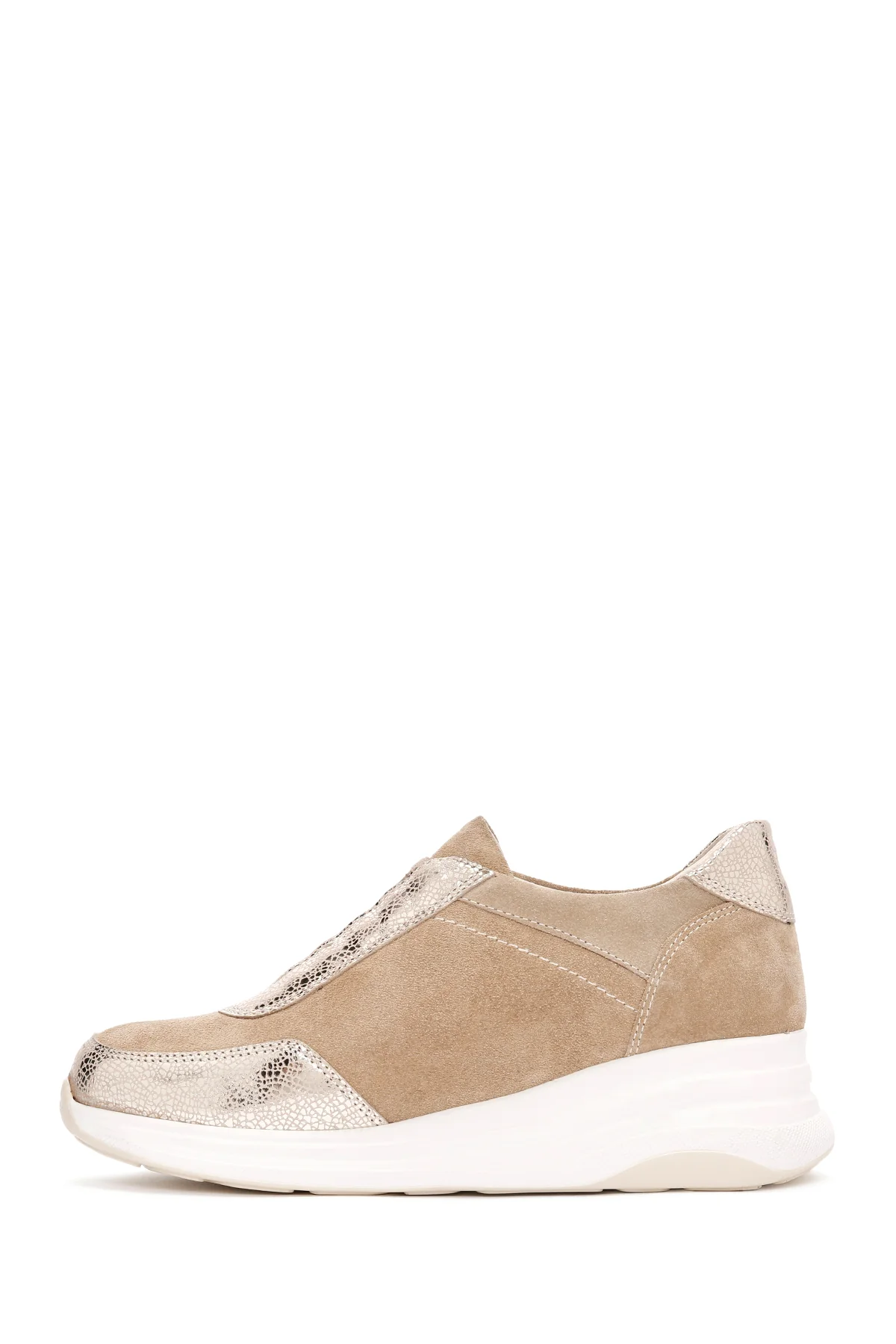 Kadın Bej Bağcıklı Deri Sneaker - Image 2
