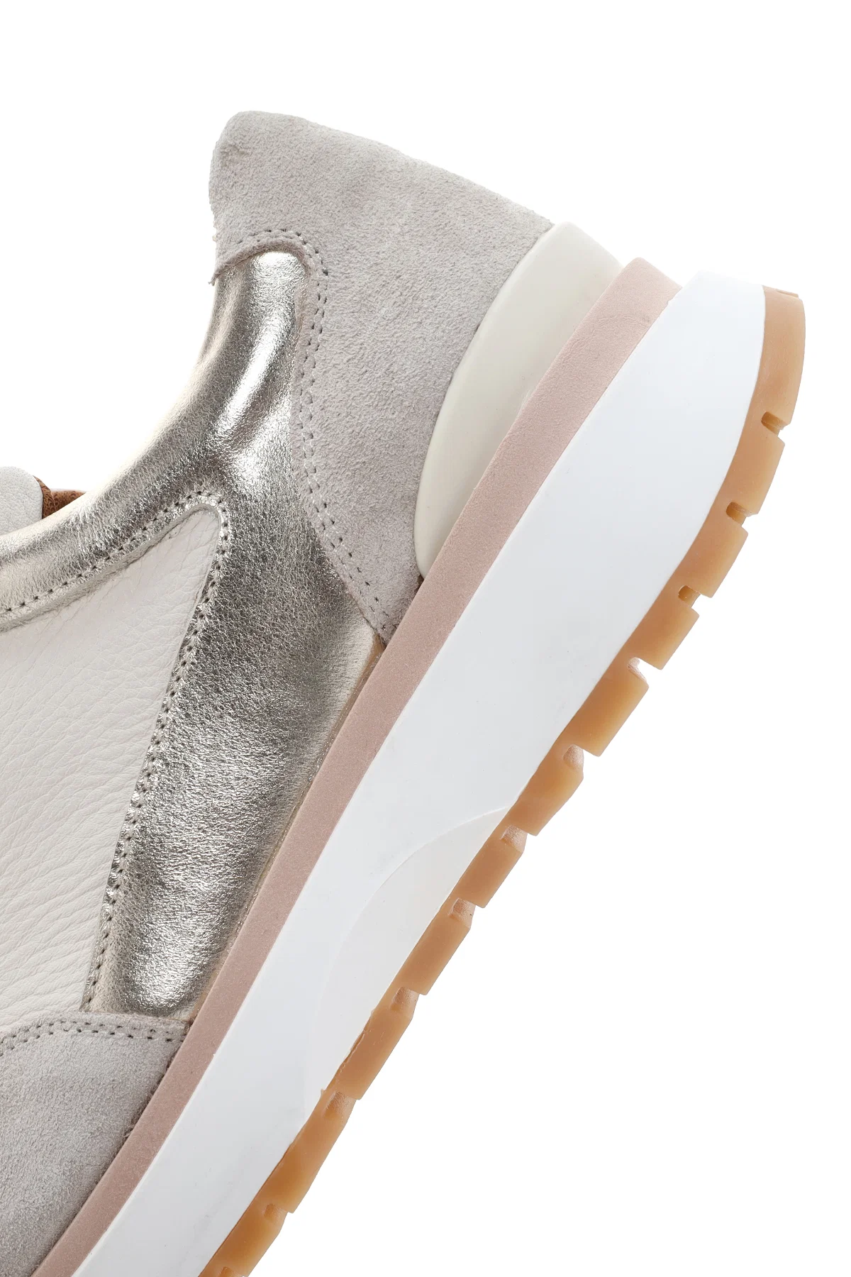 Kadın Bej Bağcıklı Deri Sneaker - Image 8