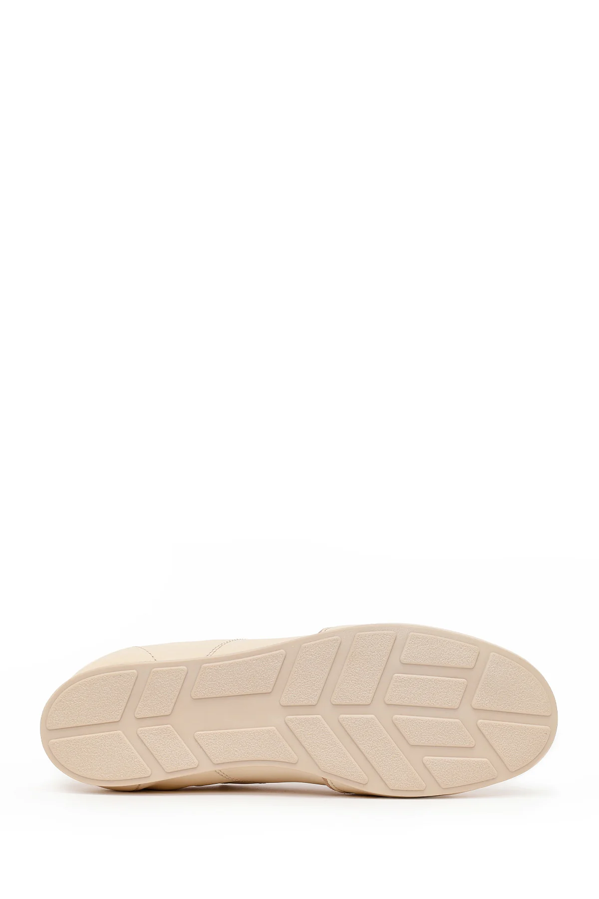 Kadın Bej Bağcıklı Deri Sneaker - Image 5