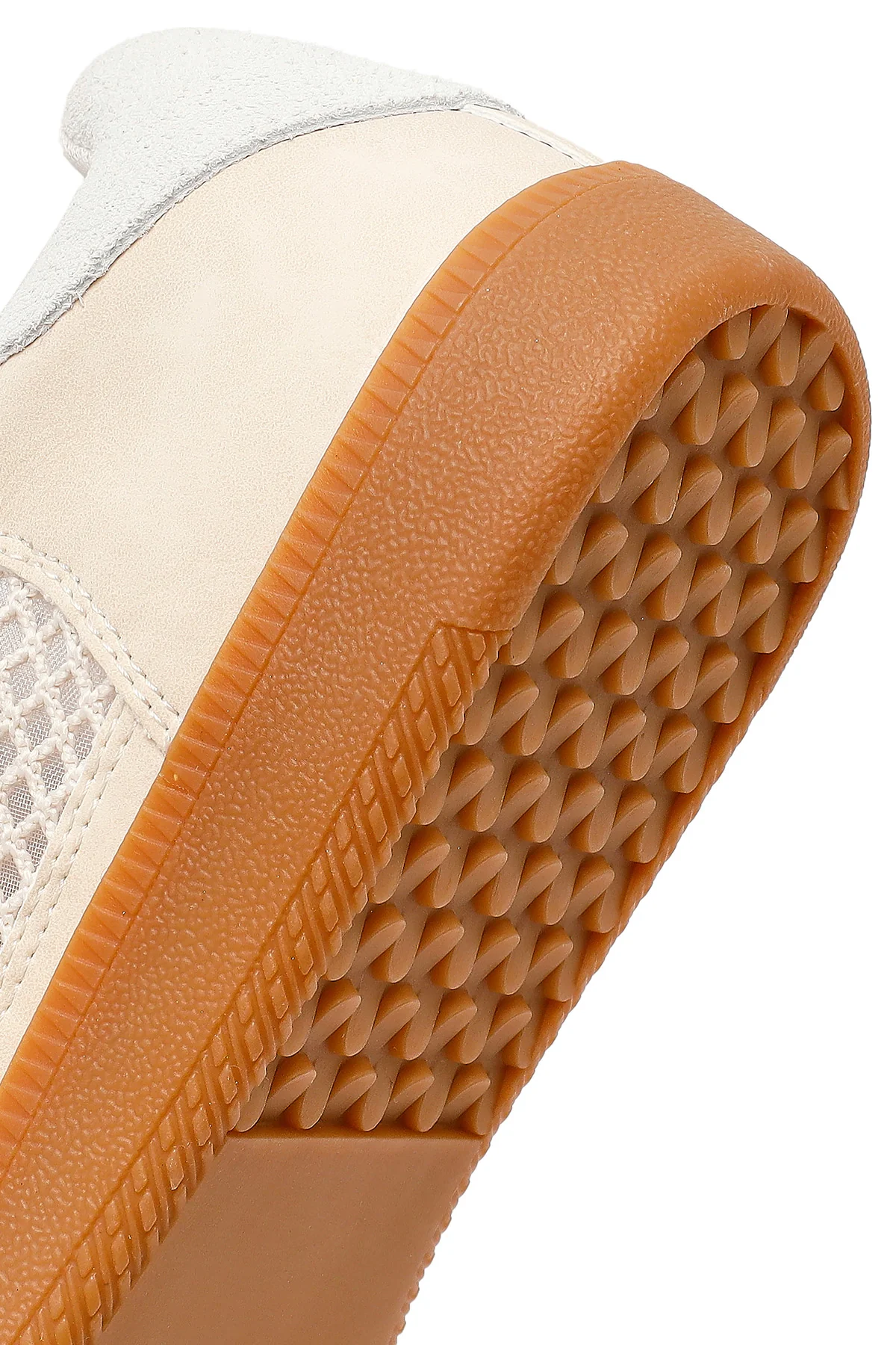 Kadın Bej Bağcıklı Fileli Süet Deri Sneaker - Image 8