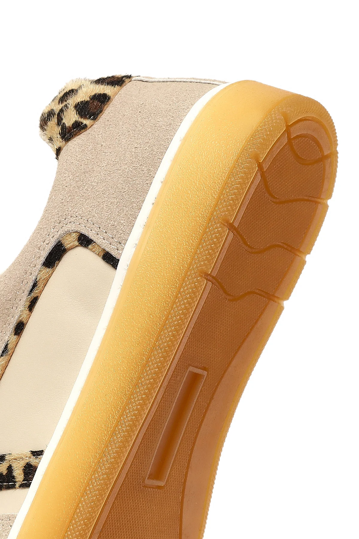 Kadın Bej Bağcıklı Kalın Tabanlı Desenli Sneaker - Image 8