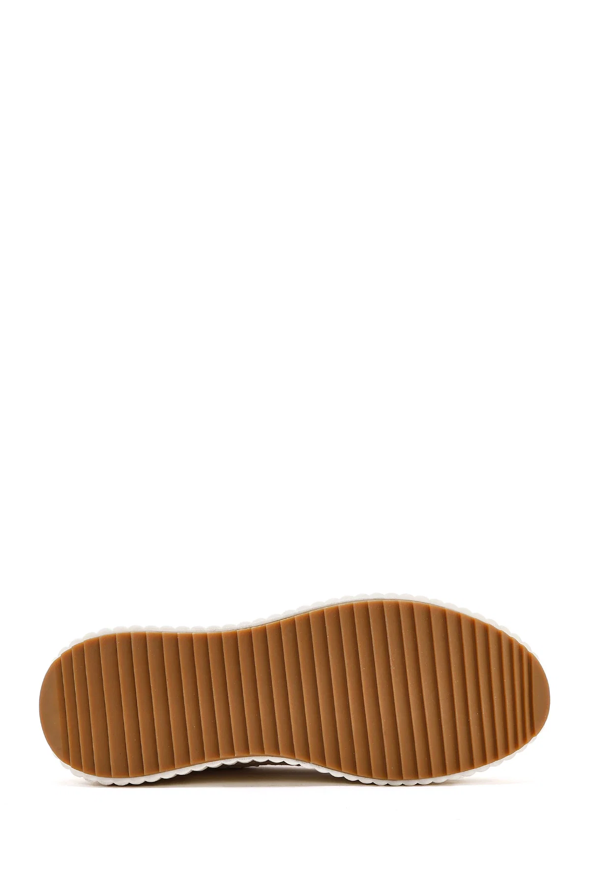 Kadın Bej Bağcıklı Kalın Tabanlı Örgülü Sneaker - Image 4
