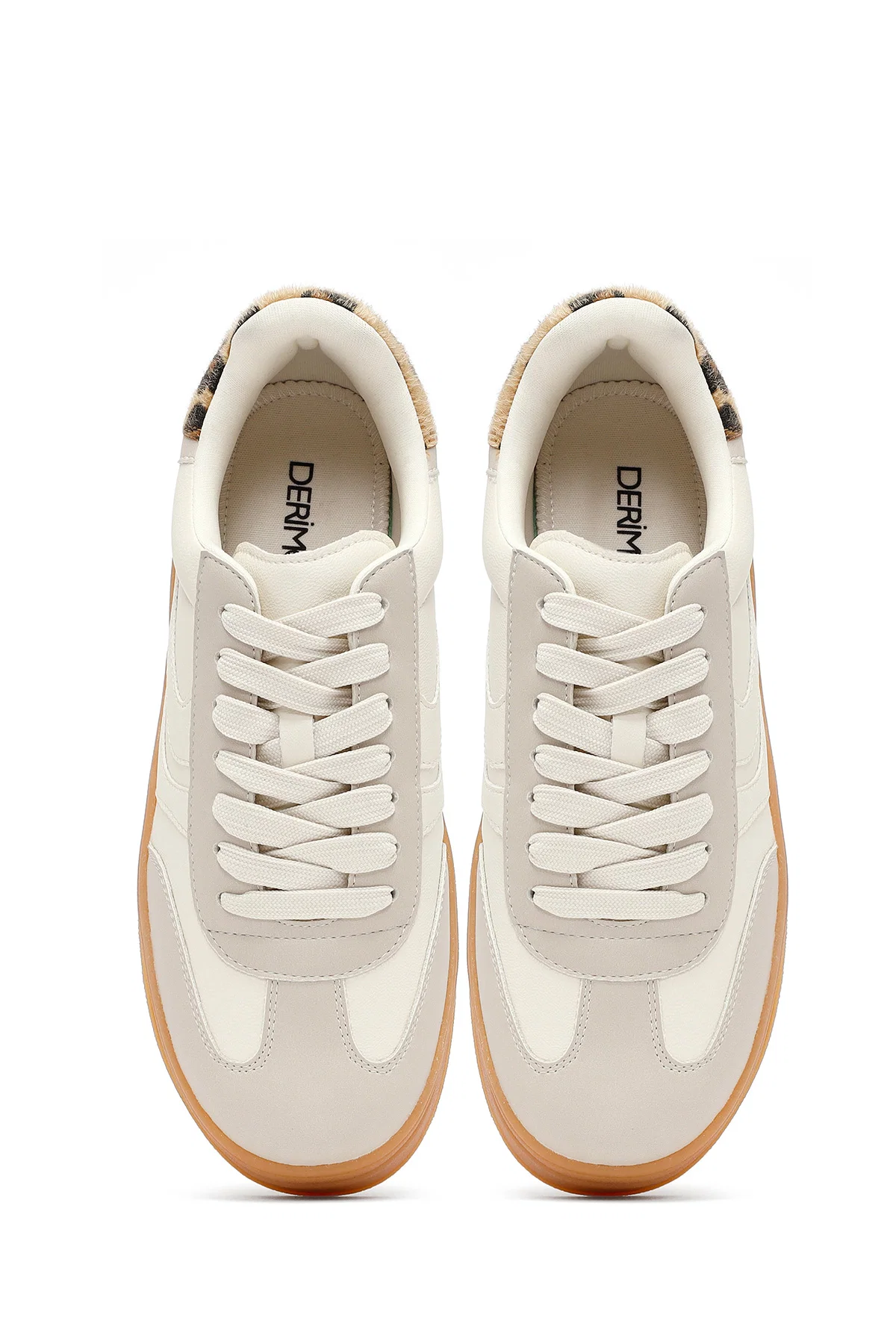 Kadın Bej Bağcıklı Kalın Tabanlı Sneaker - Image 5