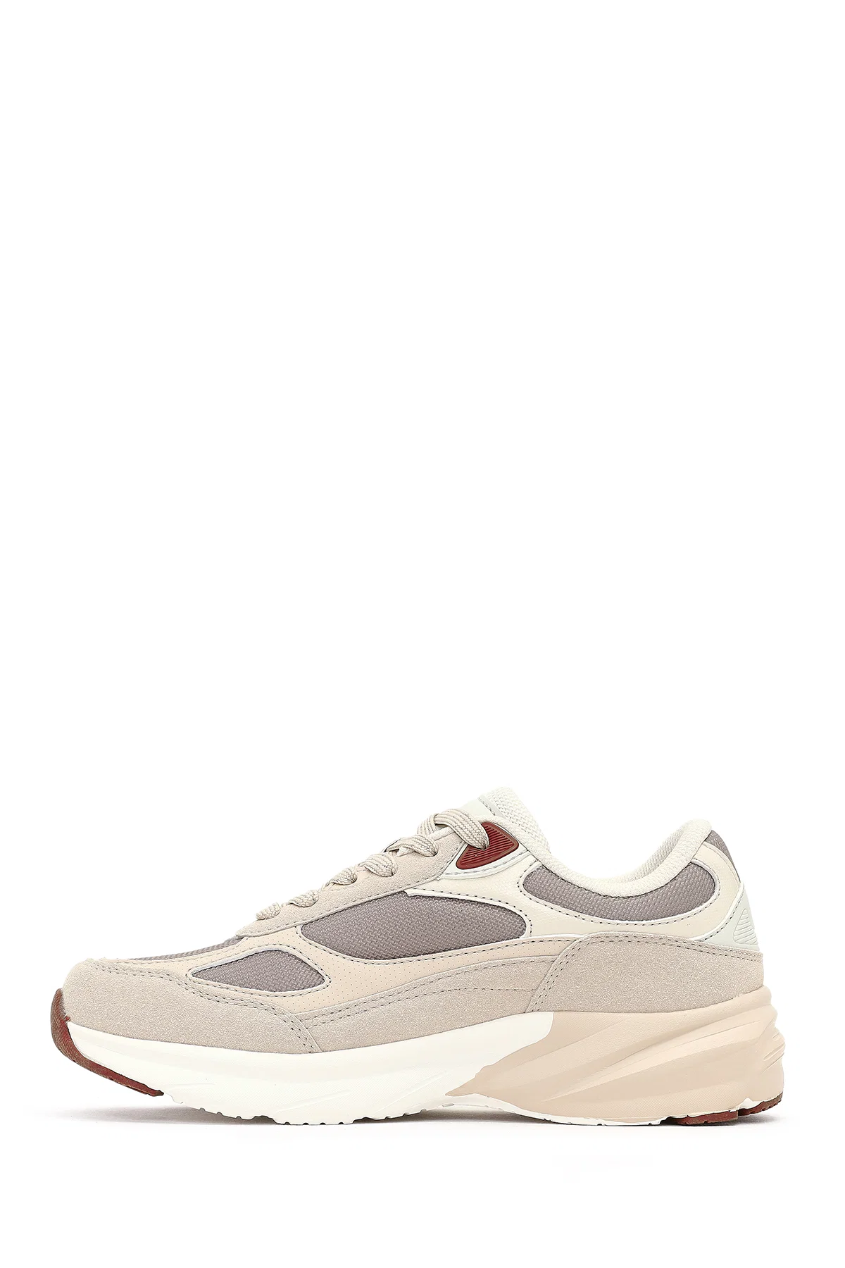Kadın Bej Bağcıklı Kalın Tabanlı Sneaker - Image 2