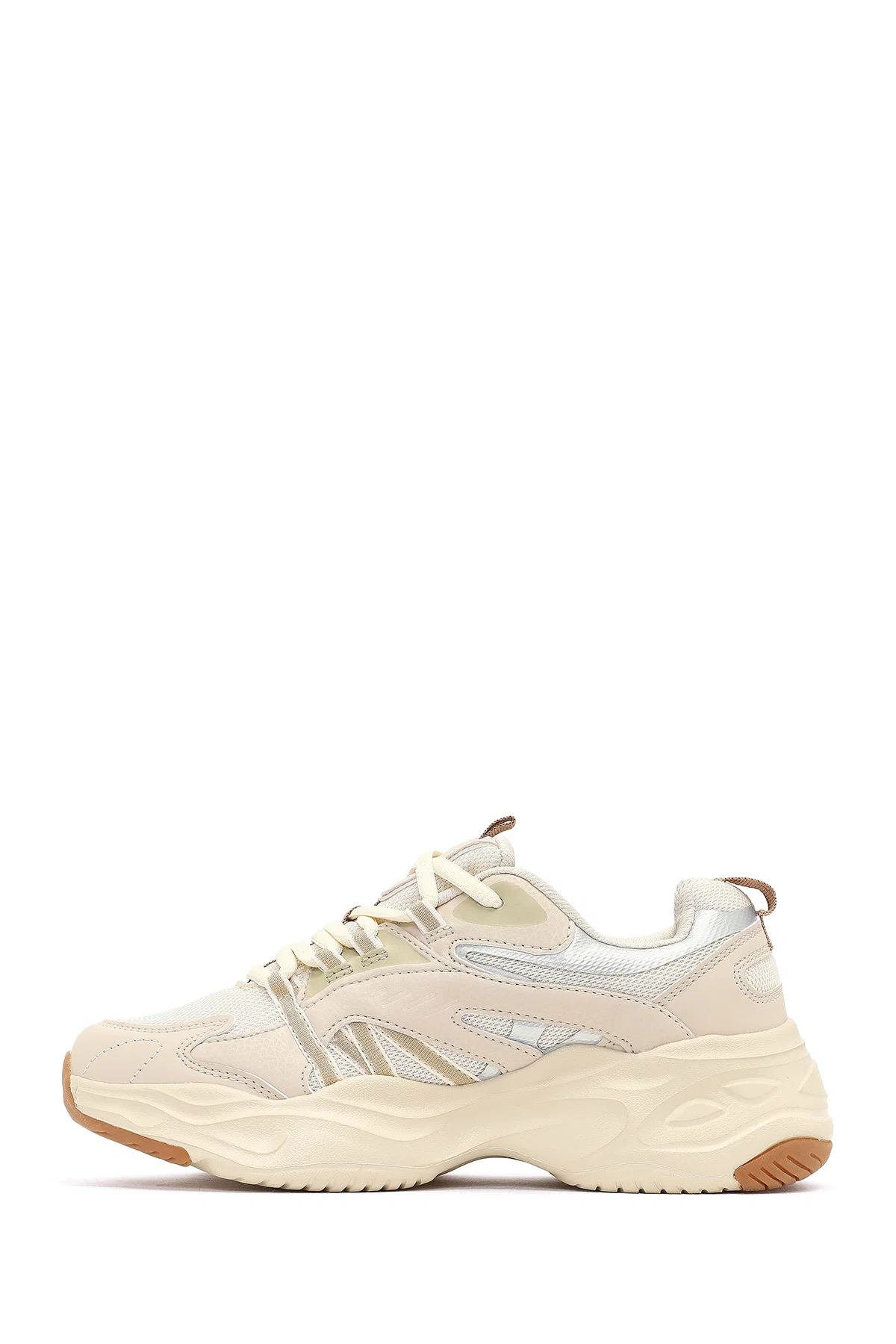 Kadın Bej Bağcıklı Kalın Tabanlı Sneaker - Image 2