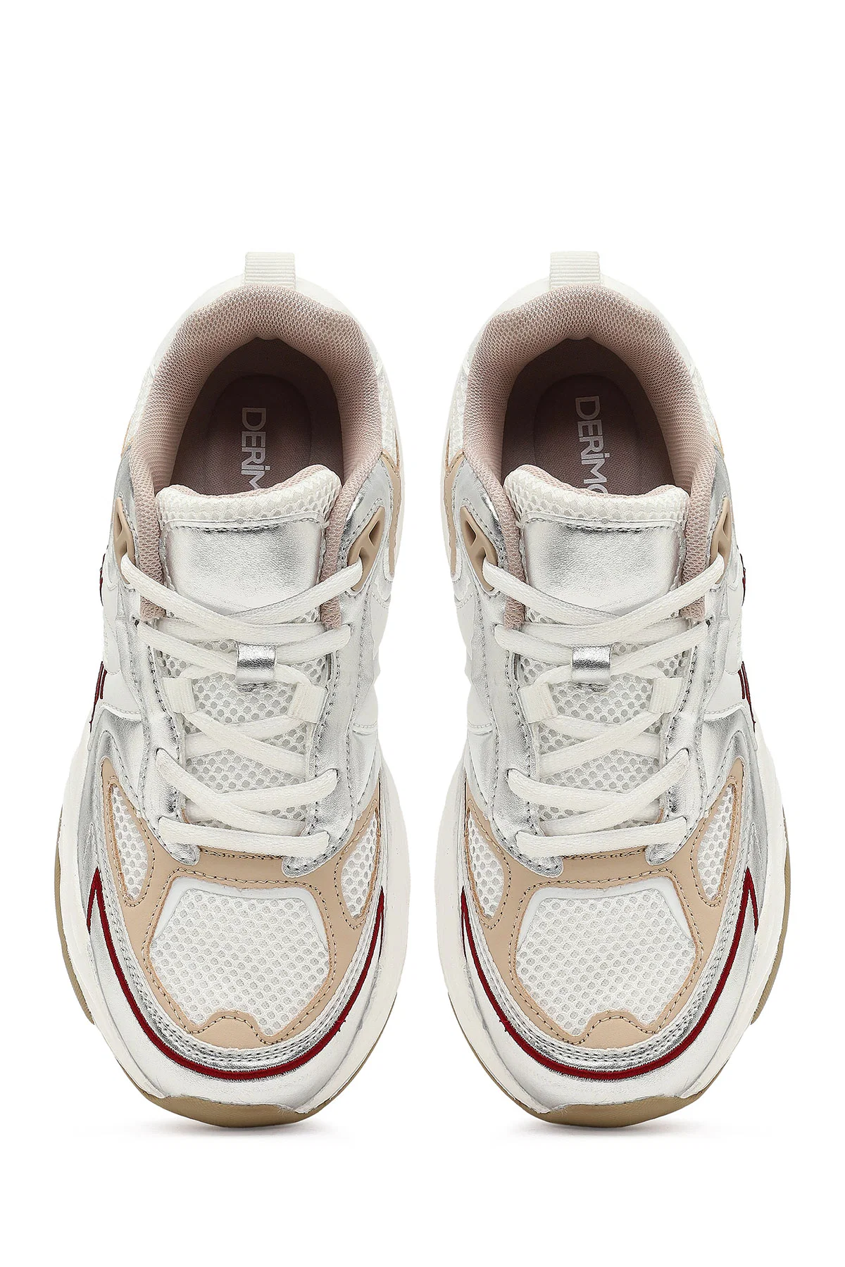 Kadın Bej Bağcıklı Kalın Tabanlı Sneaker - Image 7