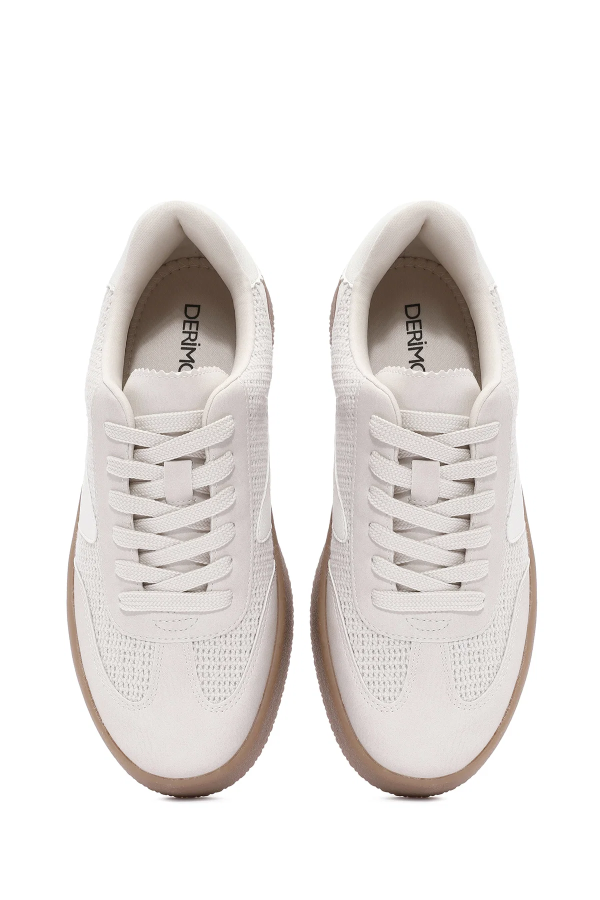 Kadın Bej Bağcıklı Kalın Tabanlı Sneaker - Image 8