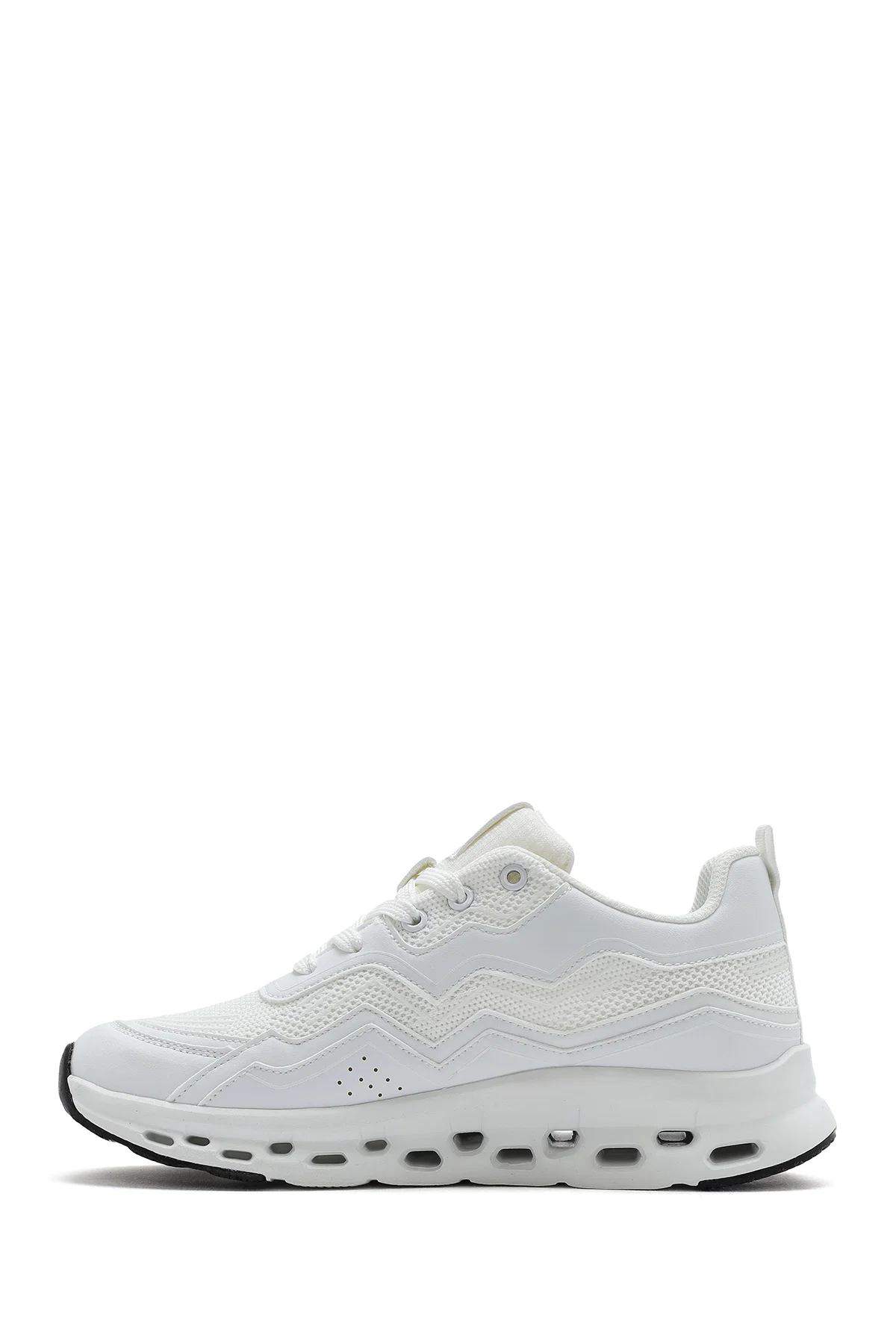 Kadın Bej Bağcıklı Kalın Tabanlı Sneaker - Image 2